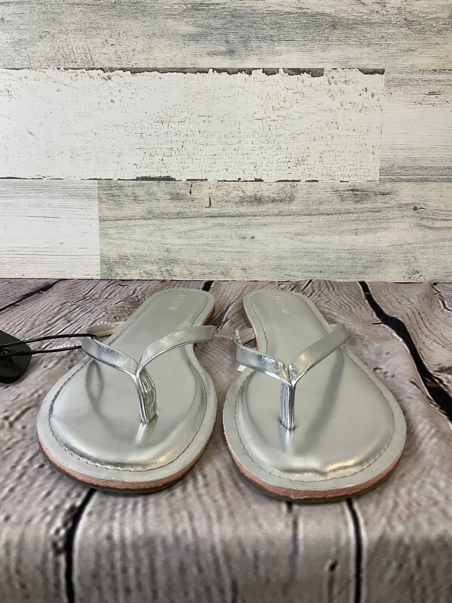 Silver Sandals Flip Flops J. Crew, Size 8
