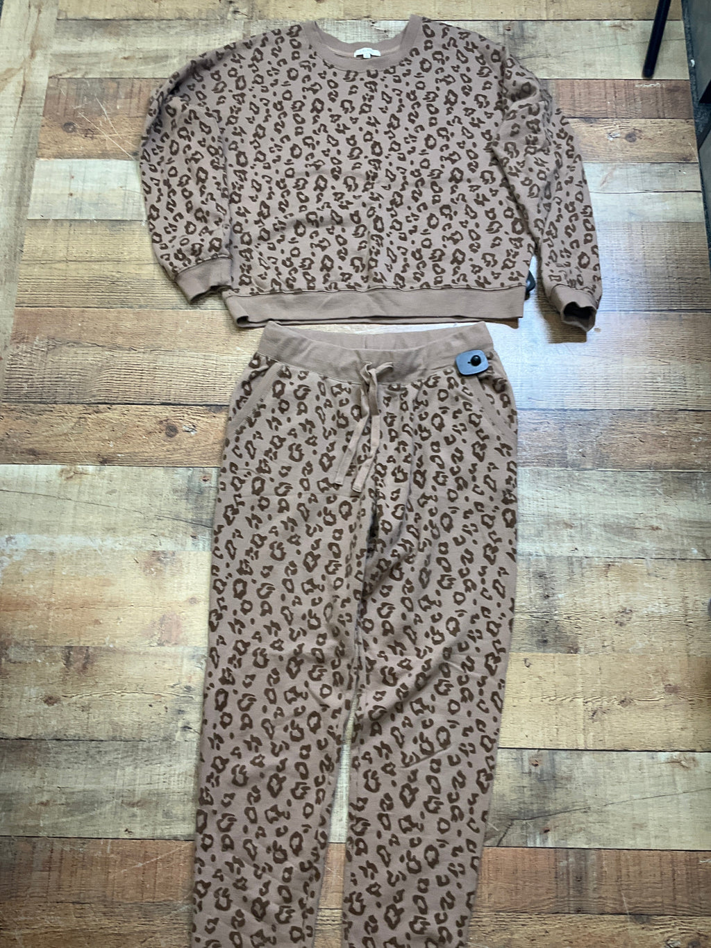 Womens Sonoma Fleece Pajama Set Size Medium Animal Print Pre Owned
