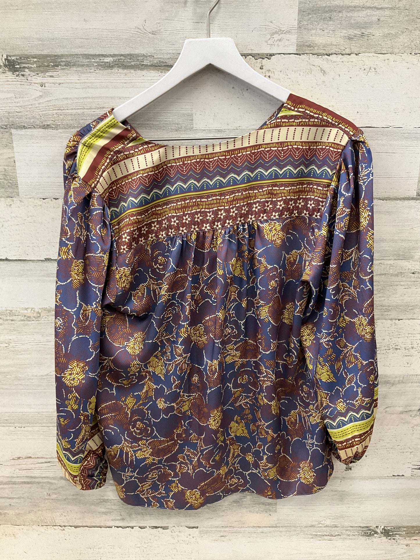 Top Long Sleeve By Current Air In Blue & Brown, Size: M