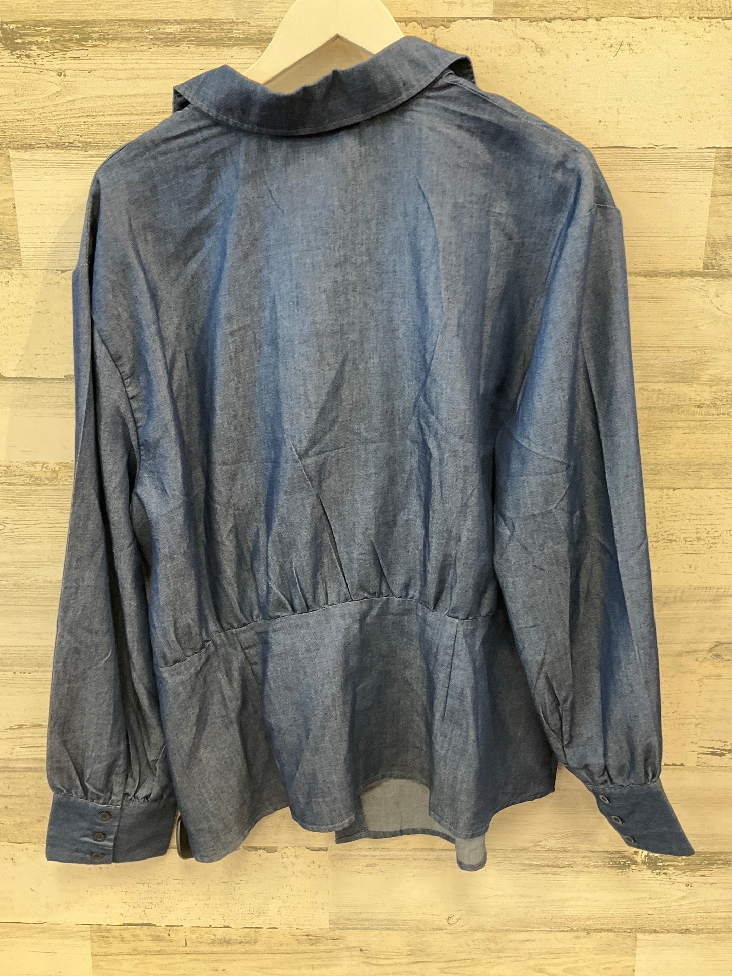 Top Long Sleeve By New York And Co In Blue Denim, Size: Xxl