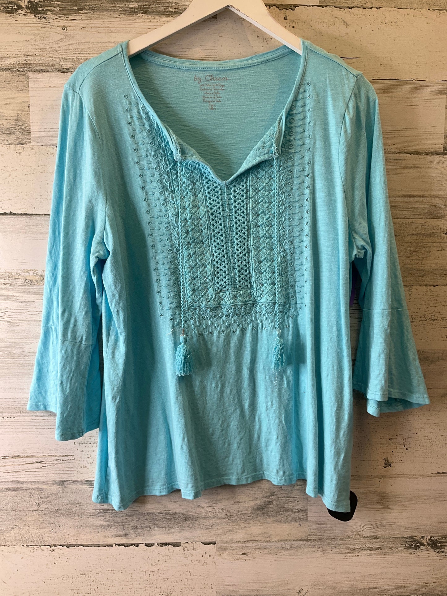 Blue Top 3/4 Sleeve Chicos, Size L