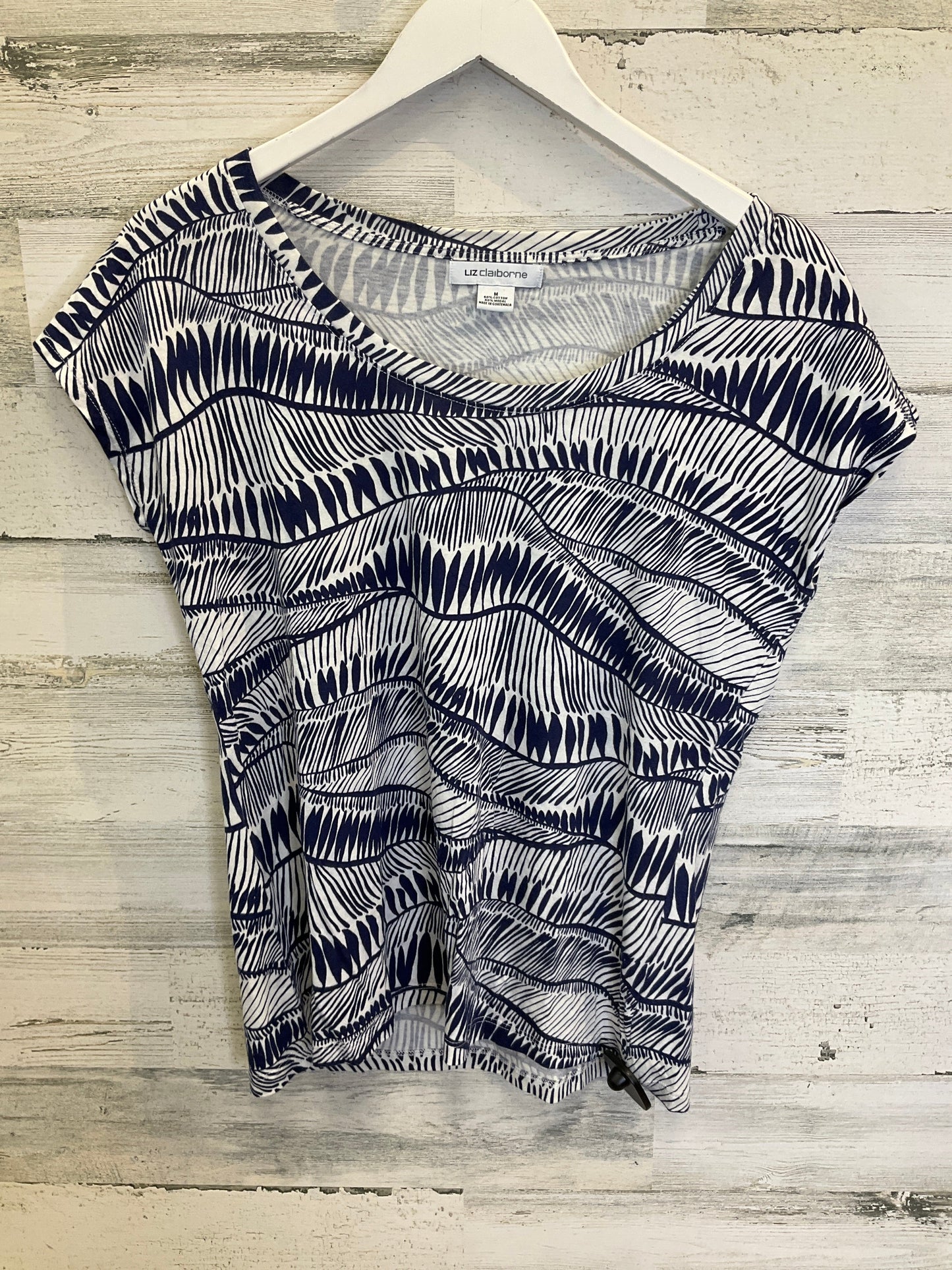 Navy Top Short Sleeve Liz Claiborne, Size M