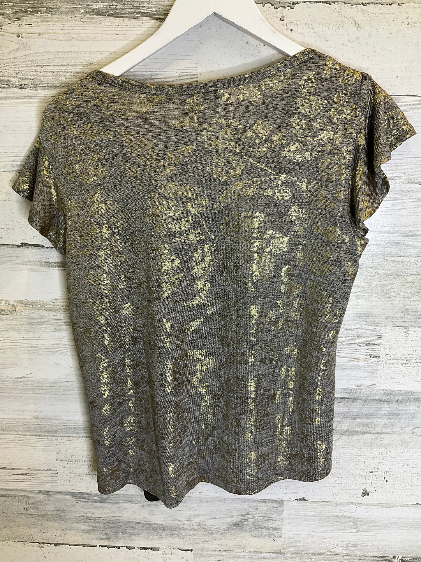 Gold Top Short Sleeve Carmen By Carmen Marc Valvo, Size M