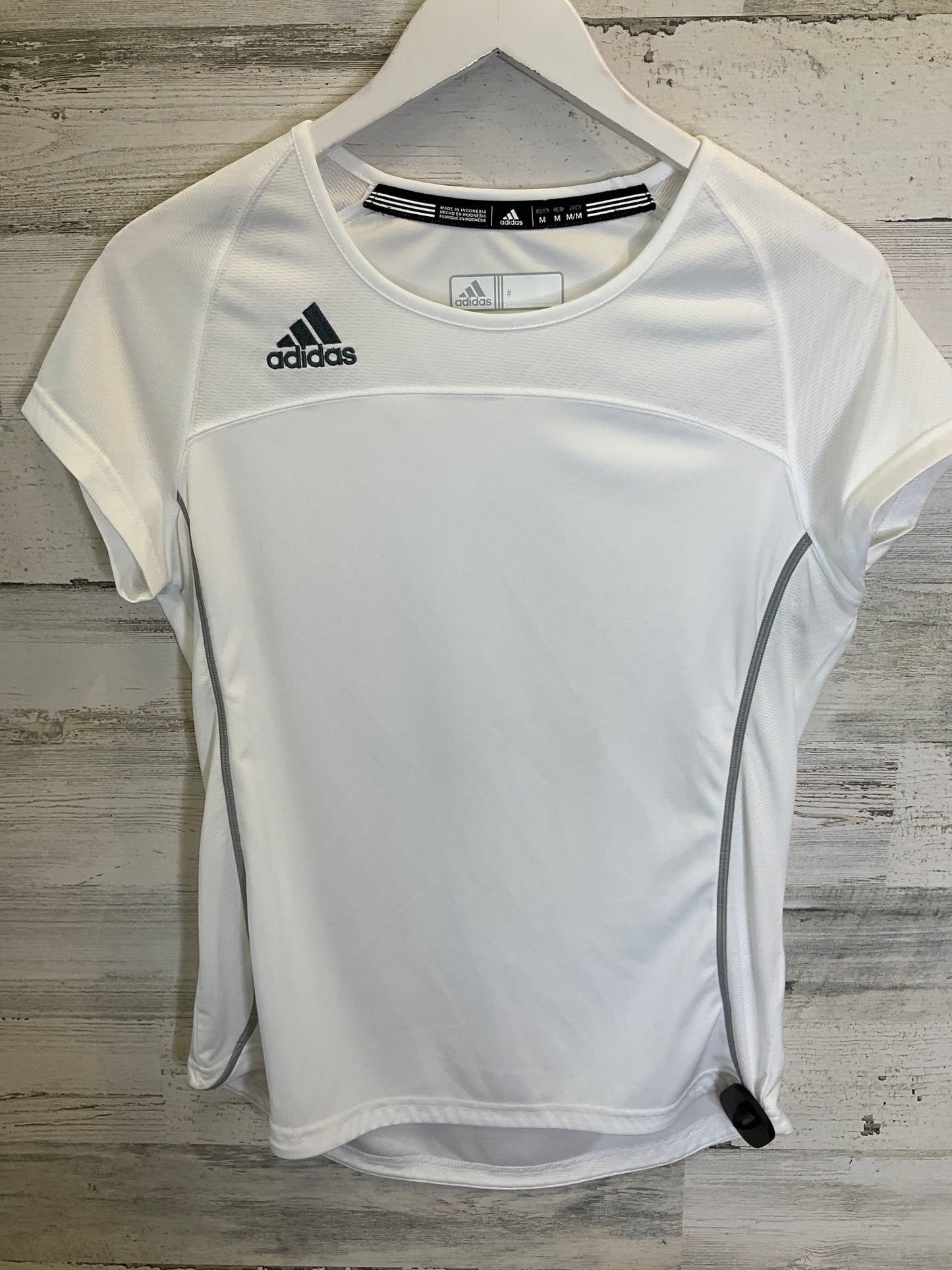 White Athletic Top Short Sleeve Adidas, Size M