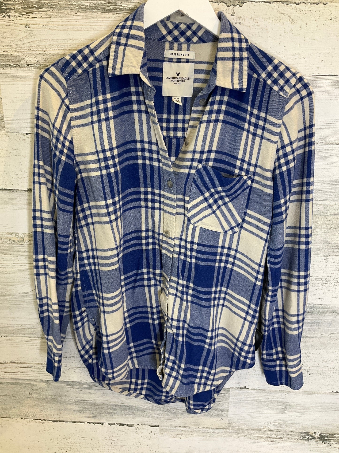 Blue & White Top Long Sleeve American Eagle, Size Xs