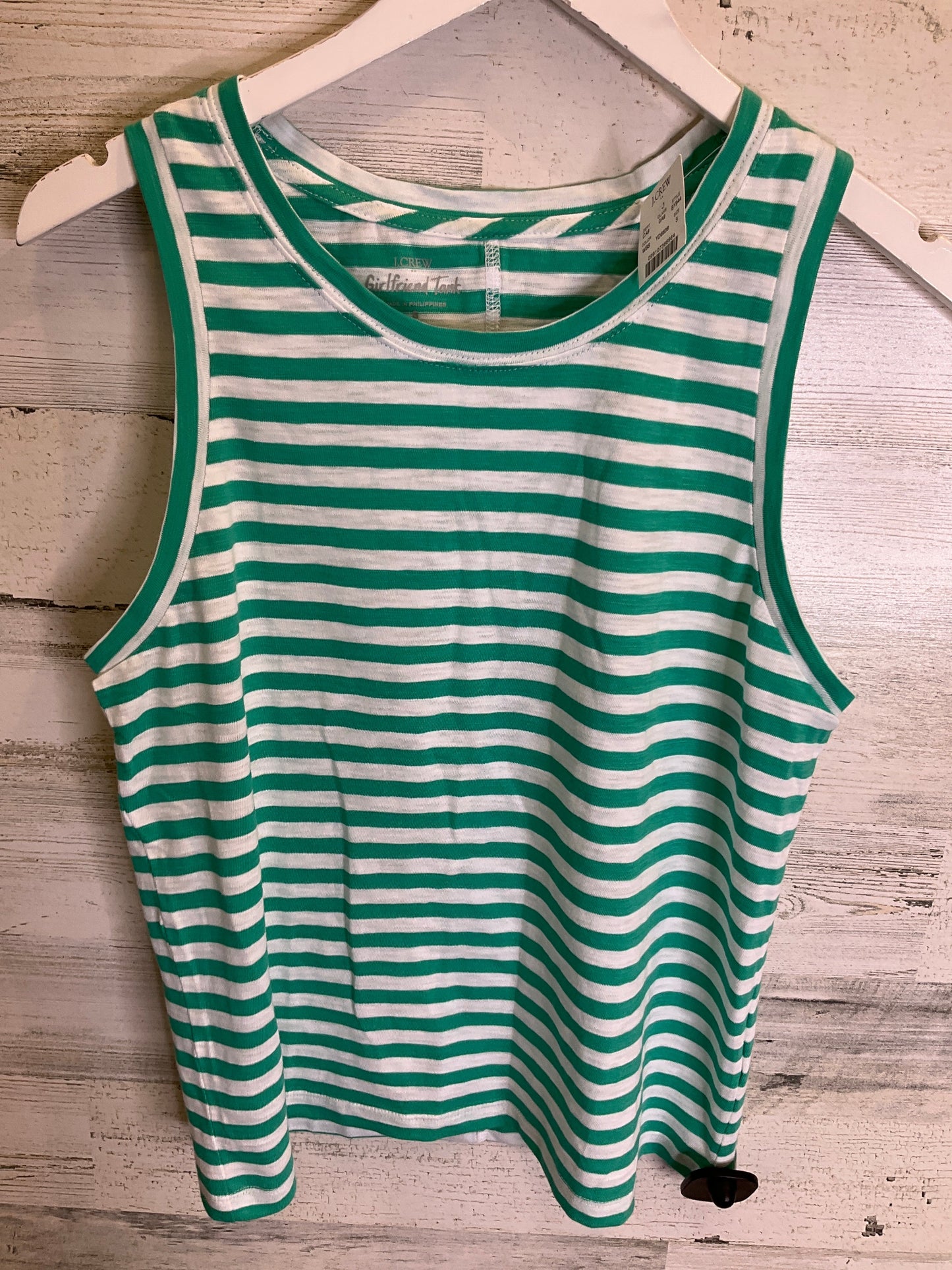 Top Sleeveless By J. Crew In Green & White, Size: S