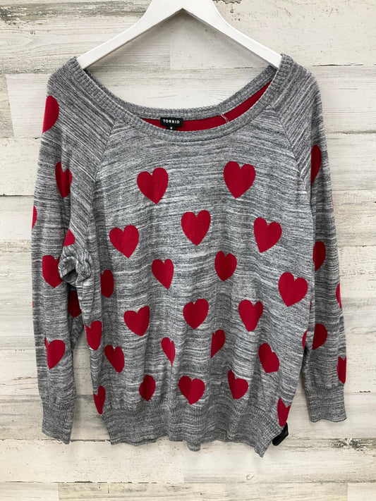 Sweater By Torrid In Grey & Red, Size: 3x