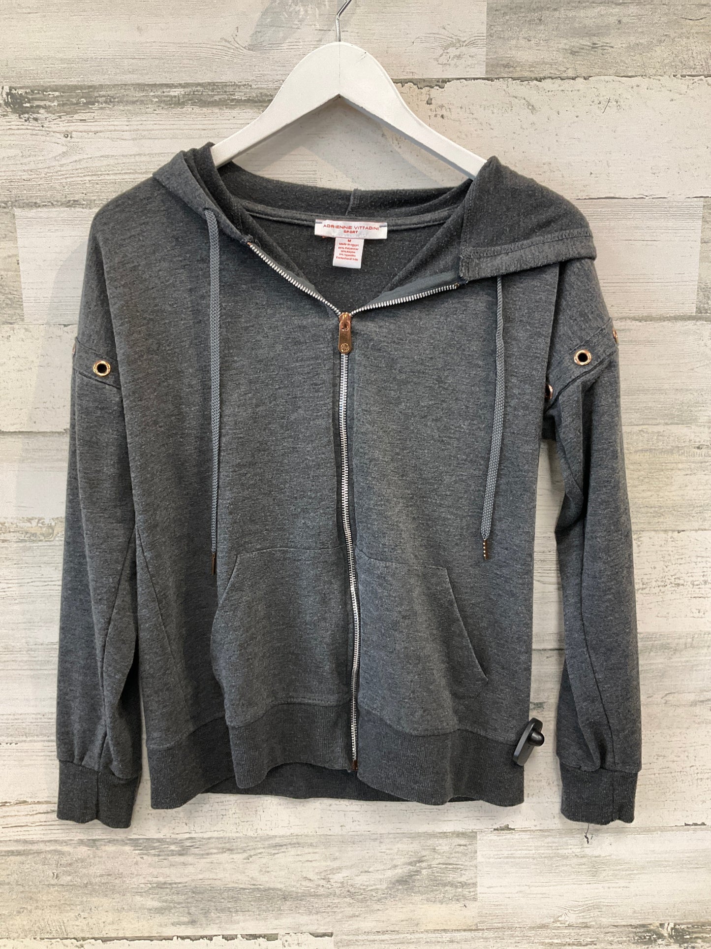 Sweatshirt Hoodie By Adrienne Vittadini In Grey, Size: M