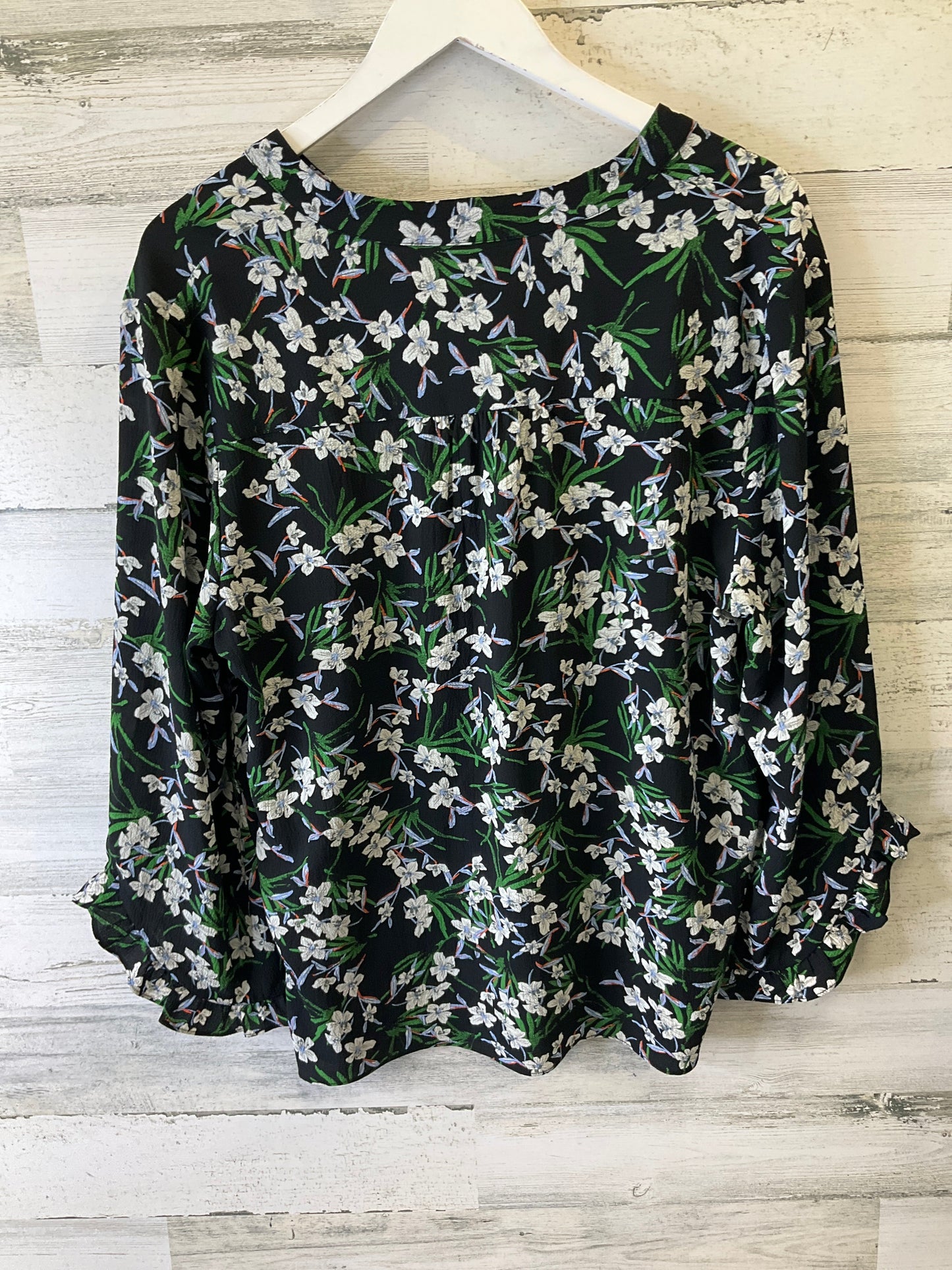 TOP LS BANANA REPUBLIC in BLACK & GREEN, Size: L