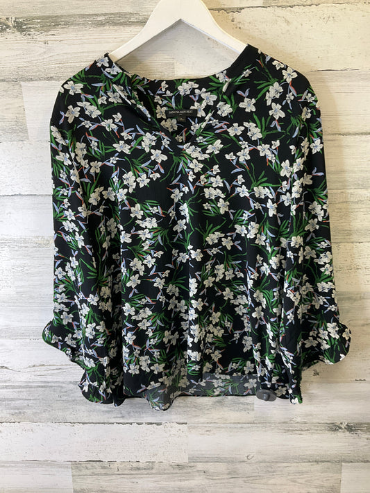 TOP LS BANANA REPUBLIC in BLACK & GREEN, Size: L