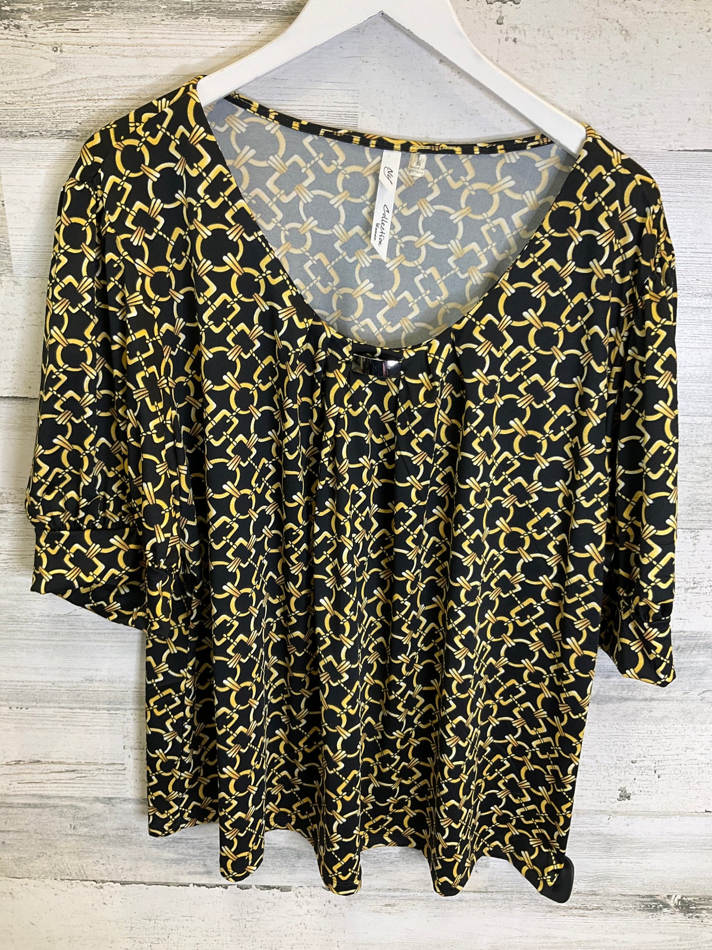 Top Short Sleeve By Ny Collection In Black & Gold, Size: 3x