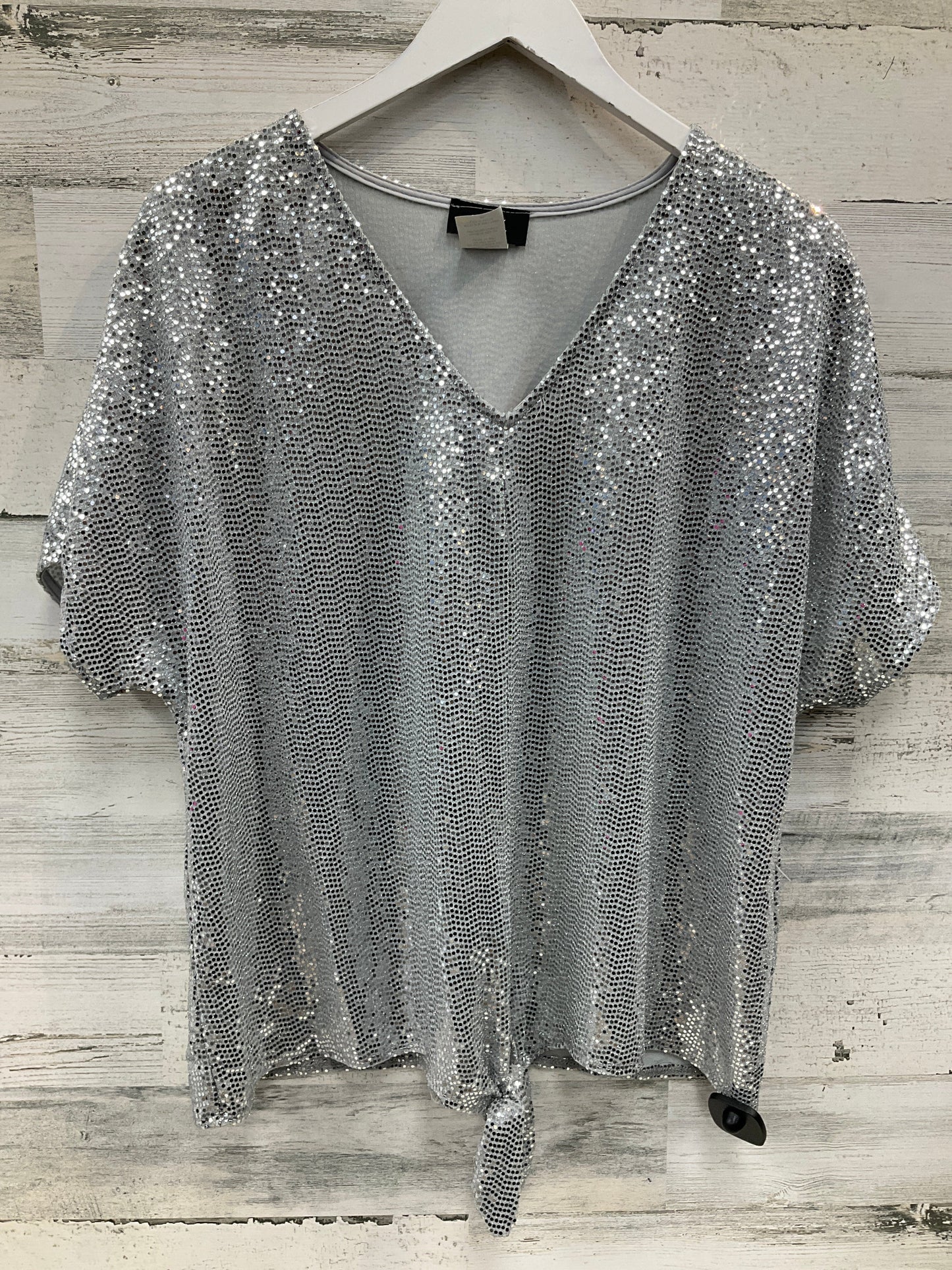 Top Short Sleeve By Msk In Silver, Size: Xl