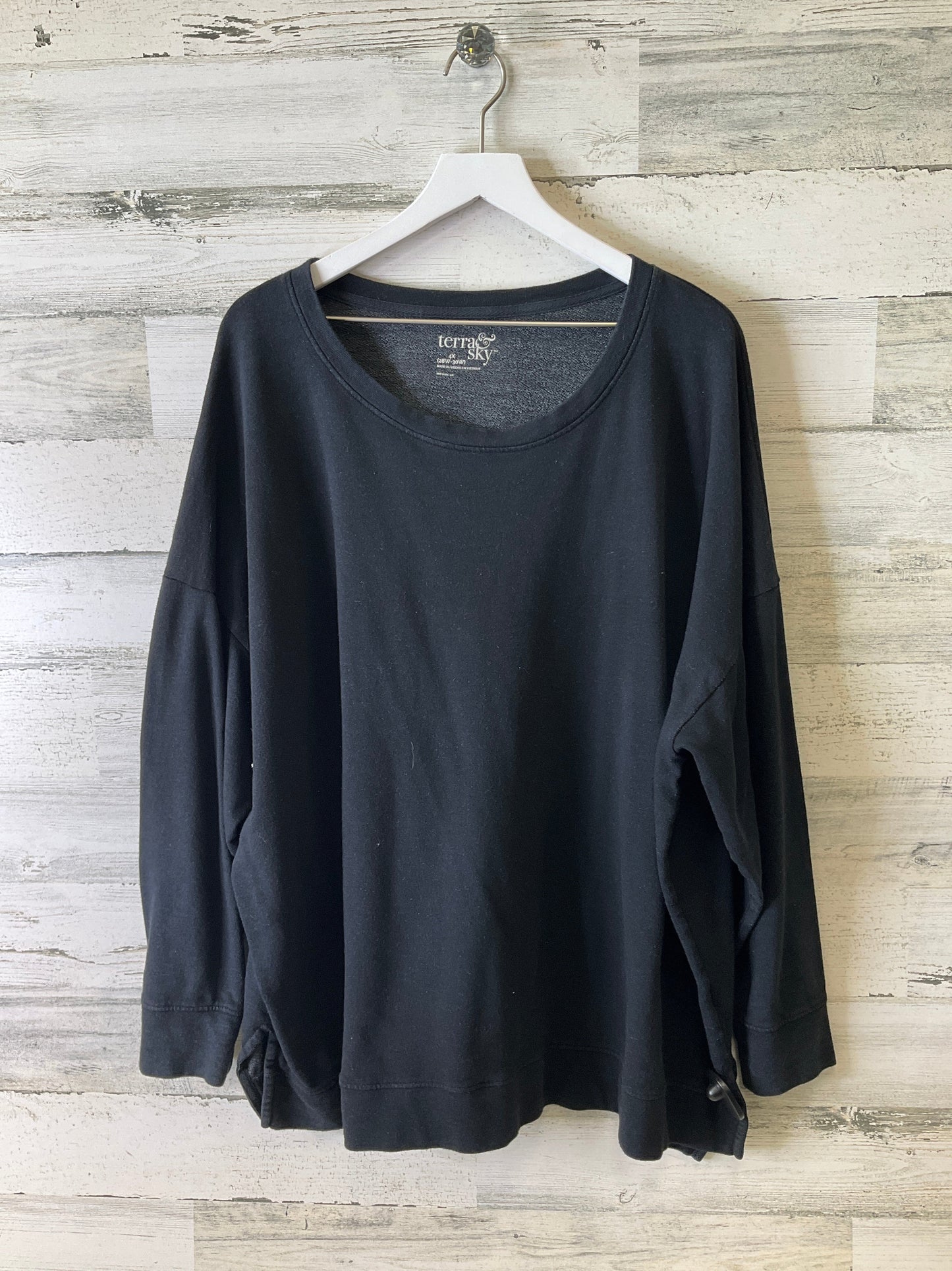 Sweatshirt Crewneck By Terra & Sky In Black, Size: 4x