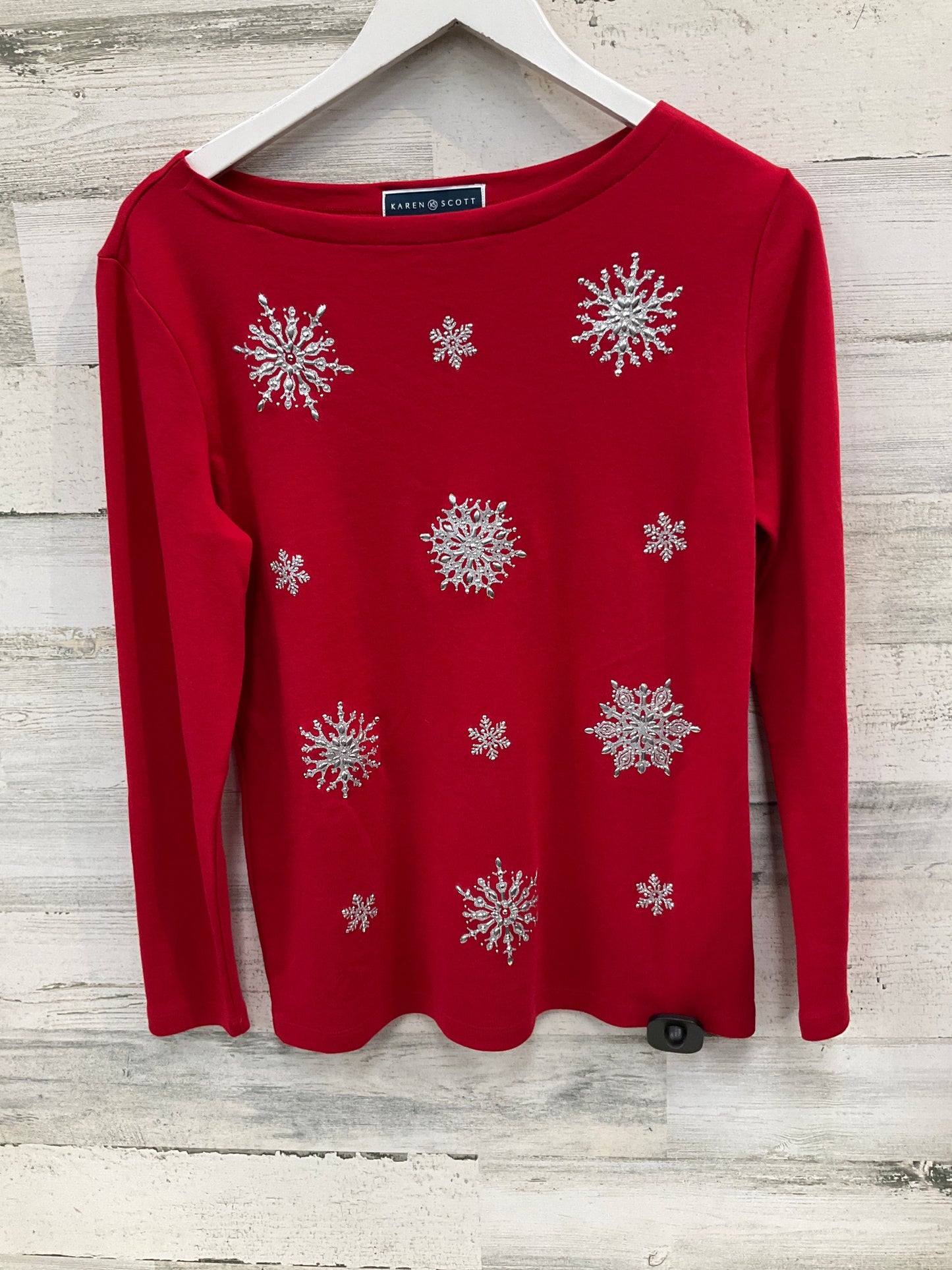 Top Long Sleeve By Karen Scott In Red, Size: Petite  M