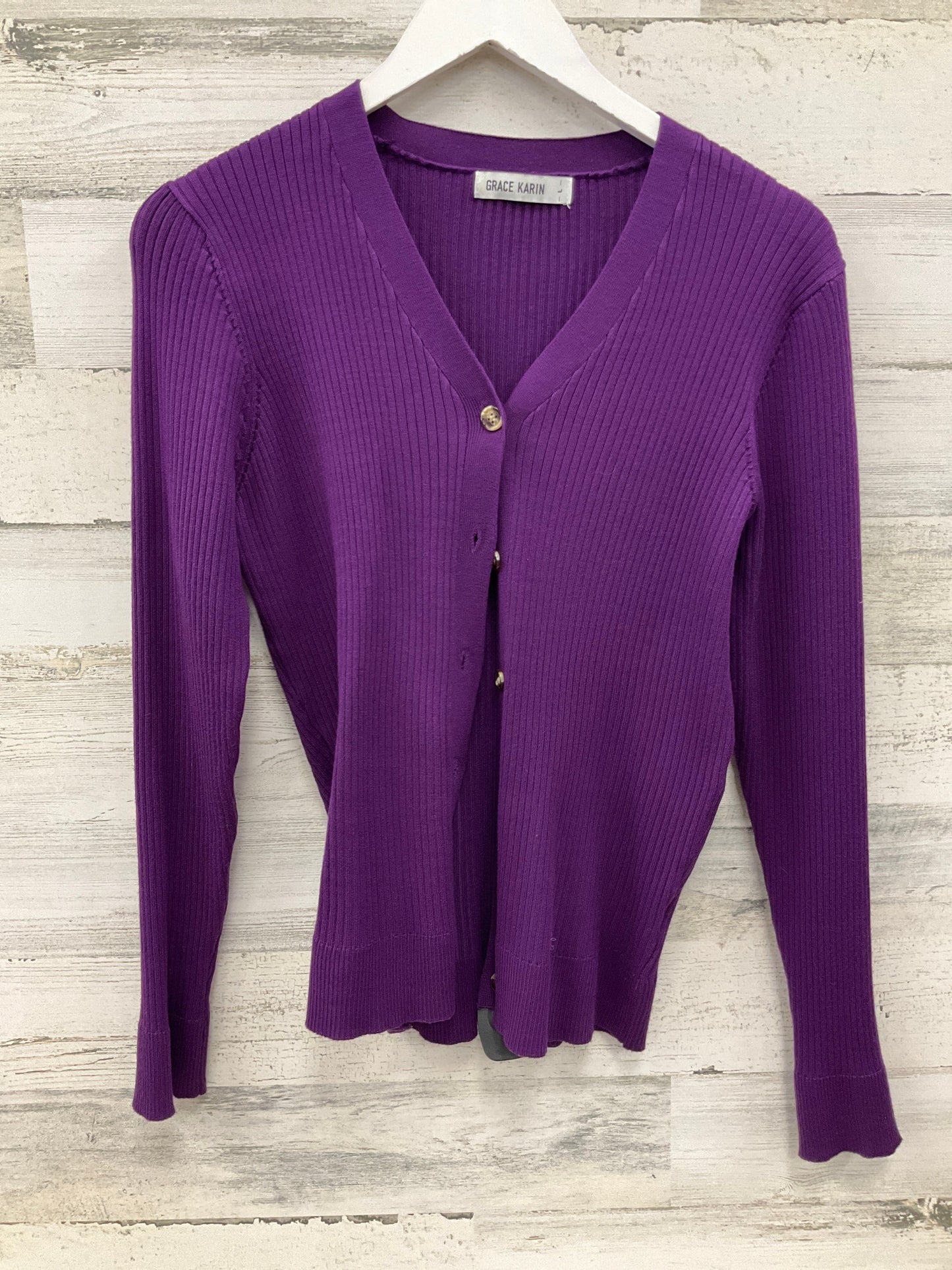 Sweater Cardigan By Grace Karin In Purple, Size: L