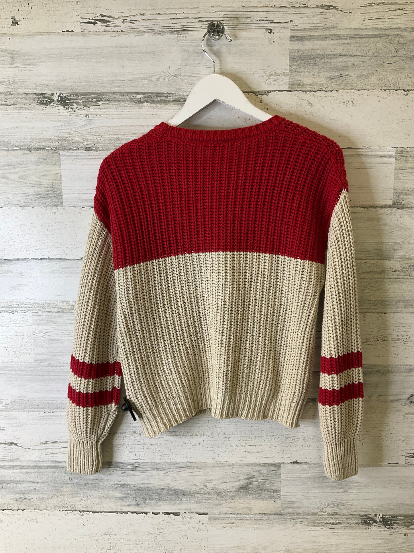 Sweater By Z Supply In Cream & Red, Size: Xs