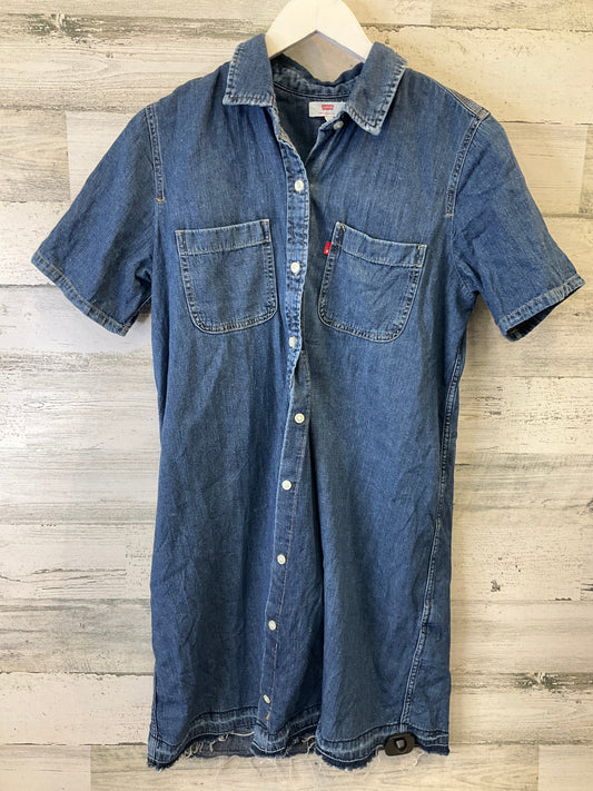 Dress Casual Midi By Levis In Blue Denim, Size: M