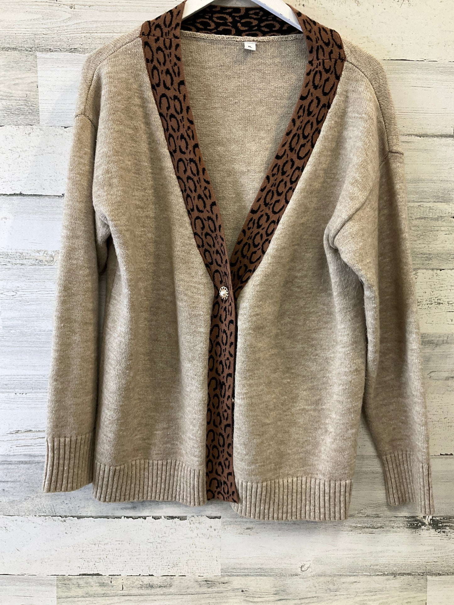 Sweater Cardigan By Clothes Mentor In Tan, Size: Xl