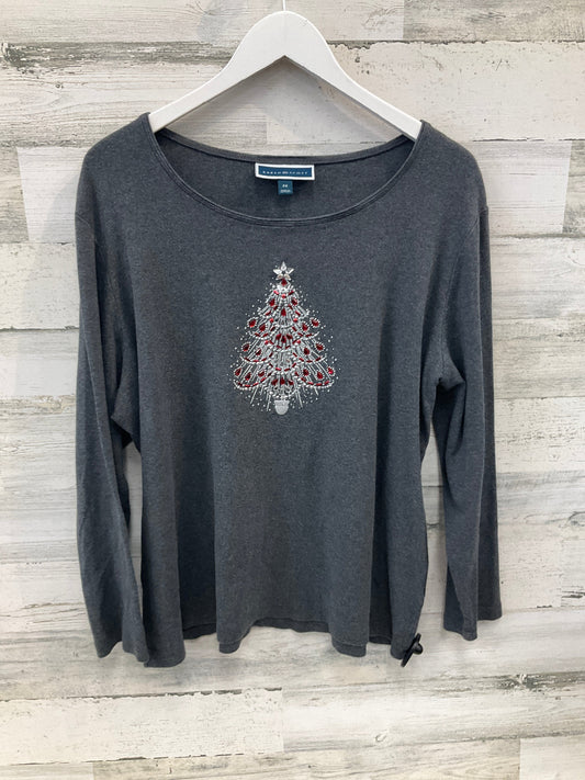 Top Long Sleeve By Karen Scott In Grey, Size: 2x