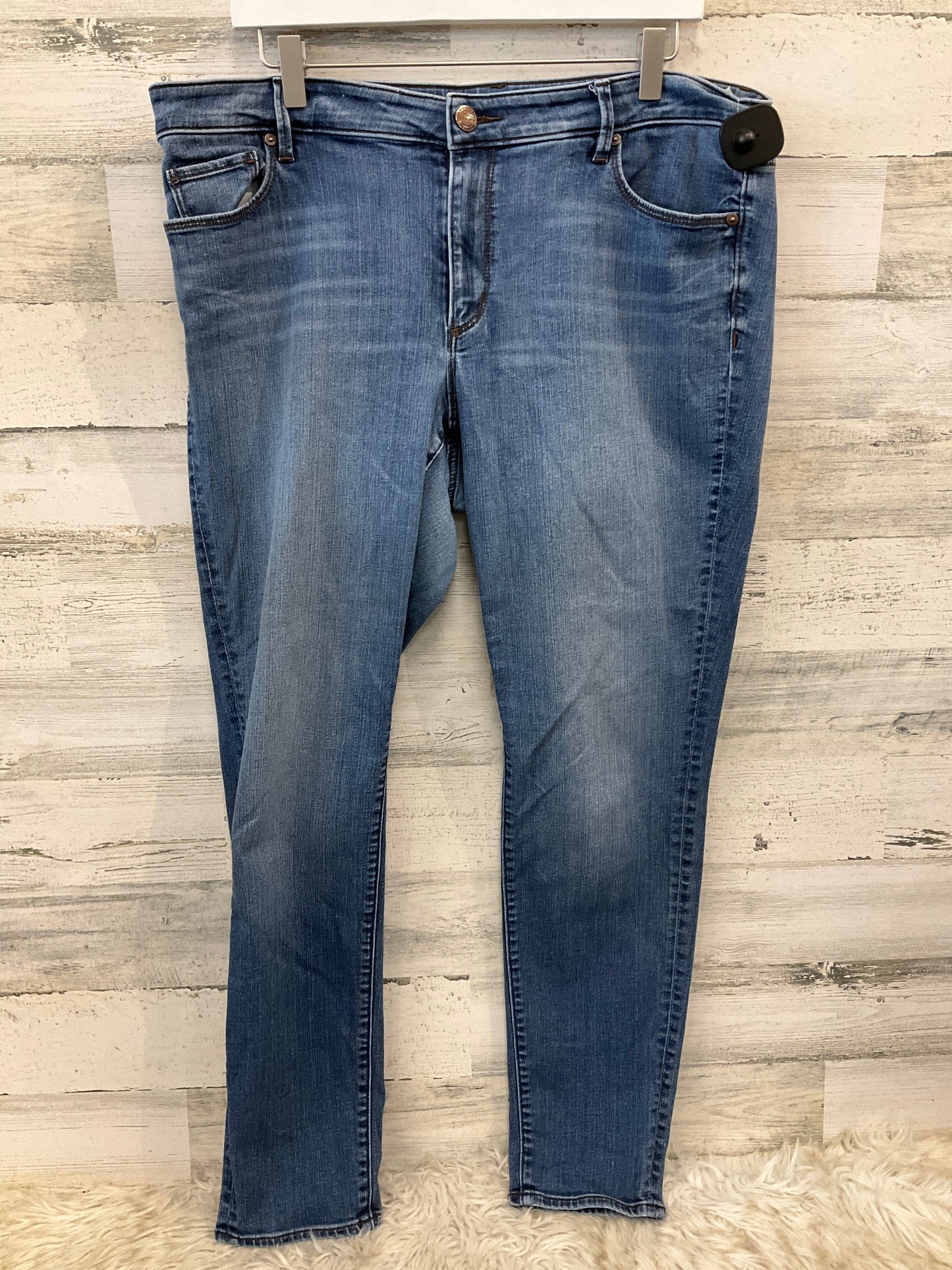 Jeans Straight By Loft In Blue Denim, Size: 14