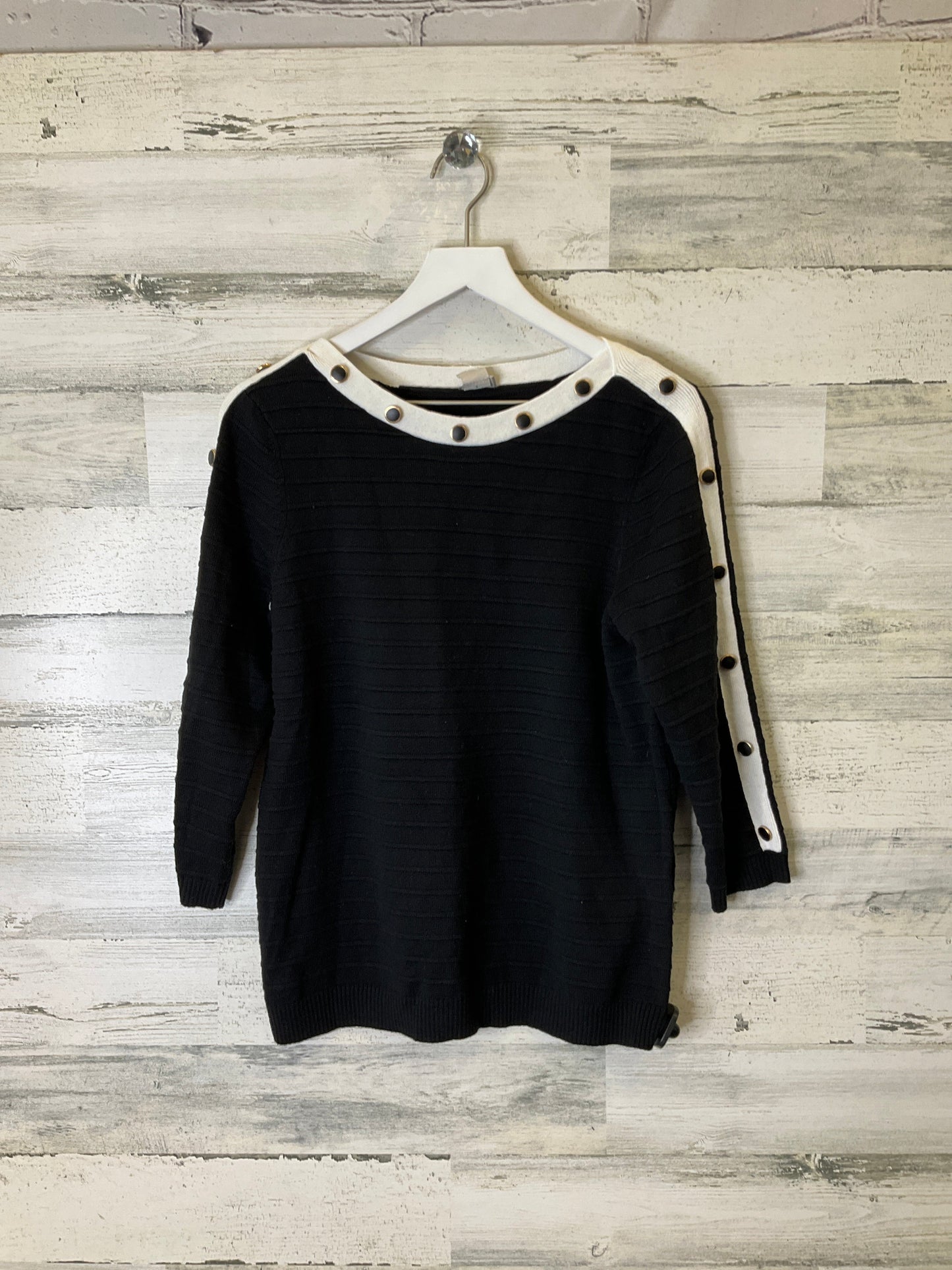 Sweater By Chicos In Black & White, Size: S