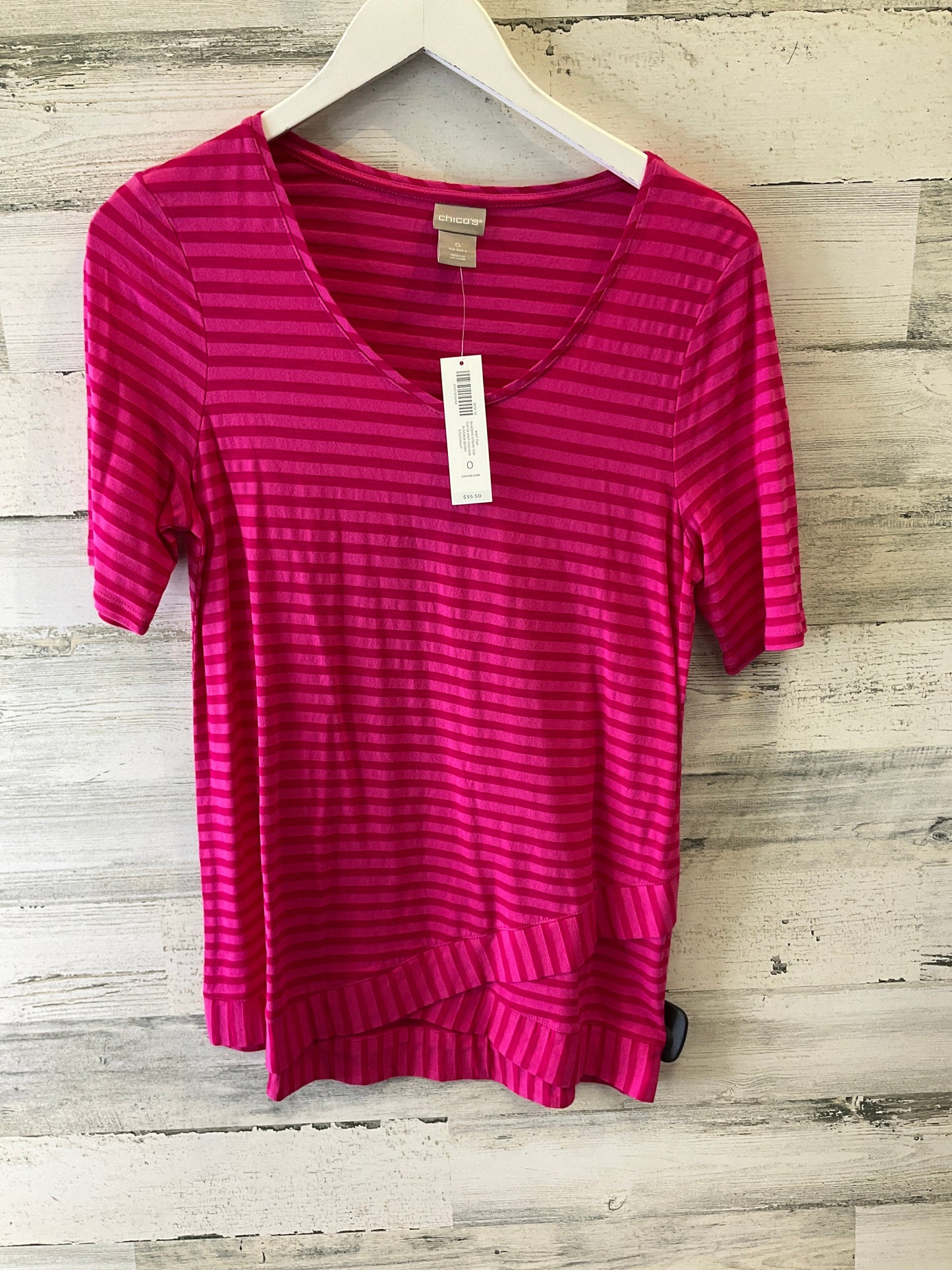 Top Short Sleeve By Chicos In Pink & Red, Size: S