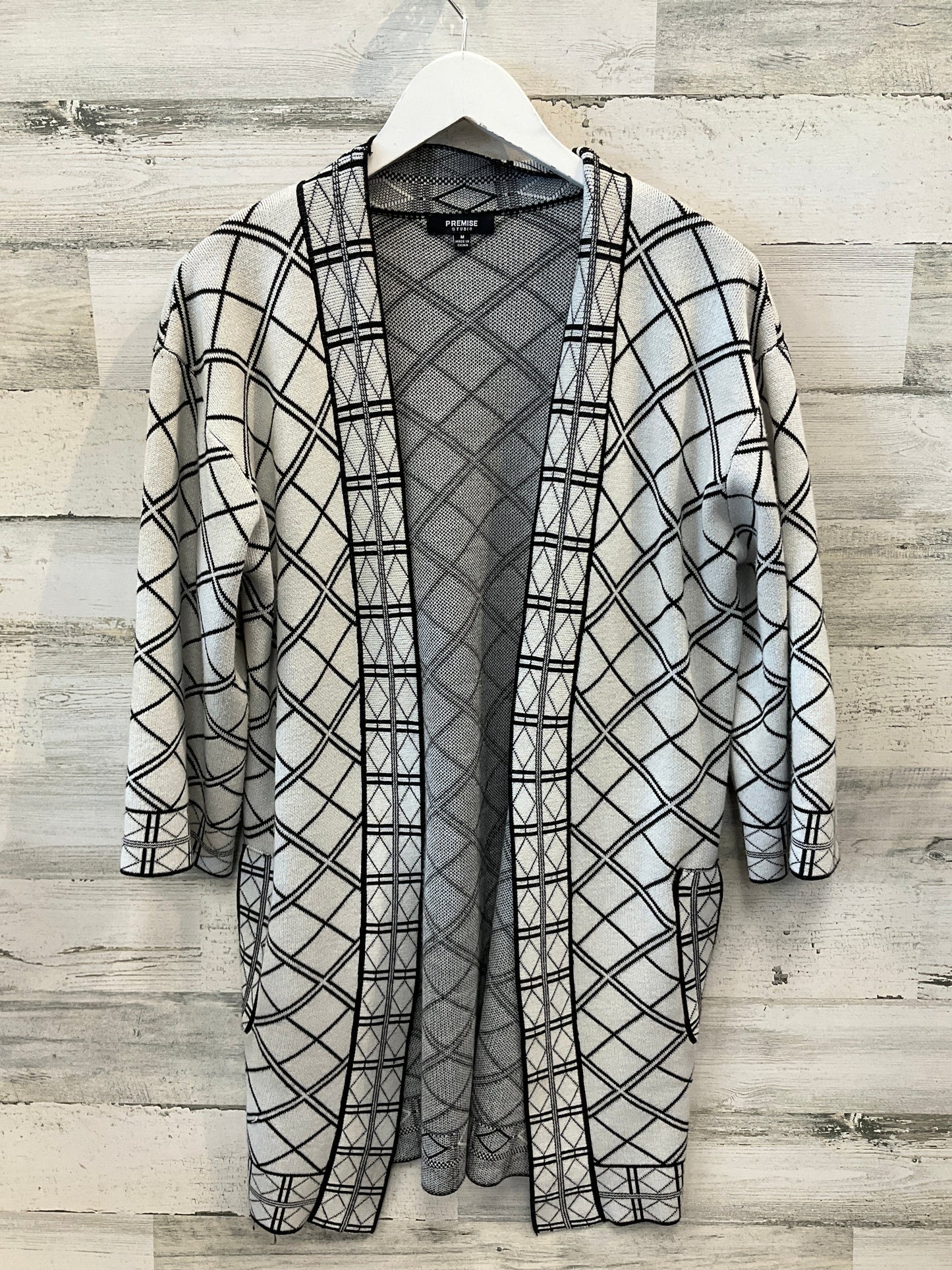 Sweater Cardigan By Premise In Black & White, Size: M