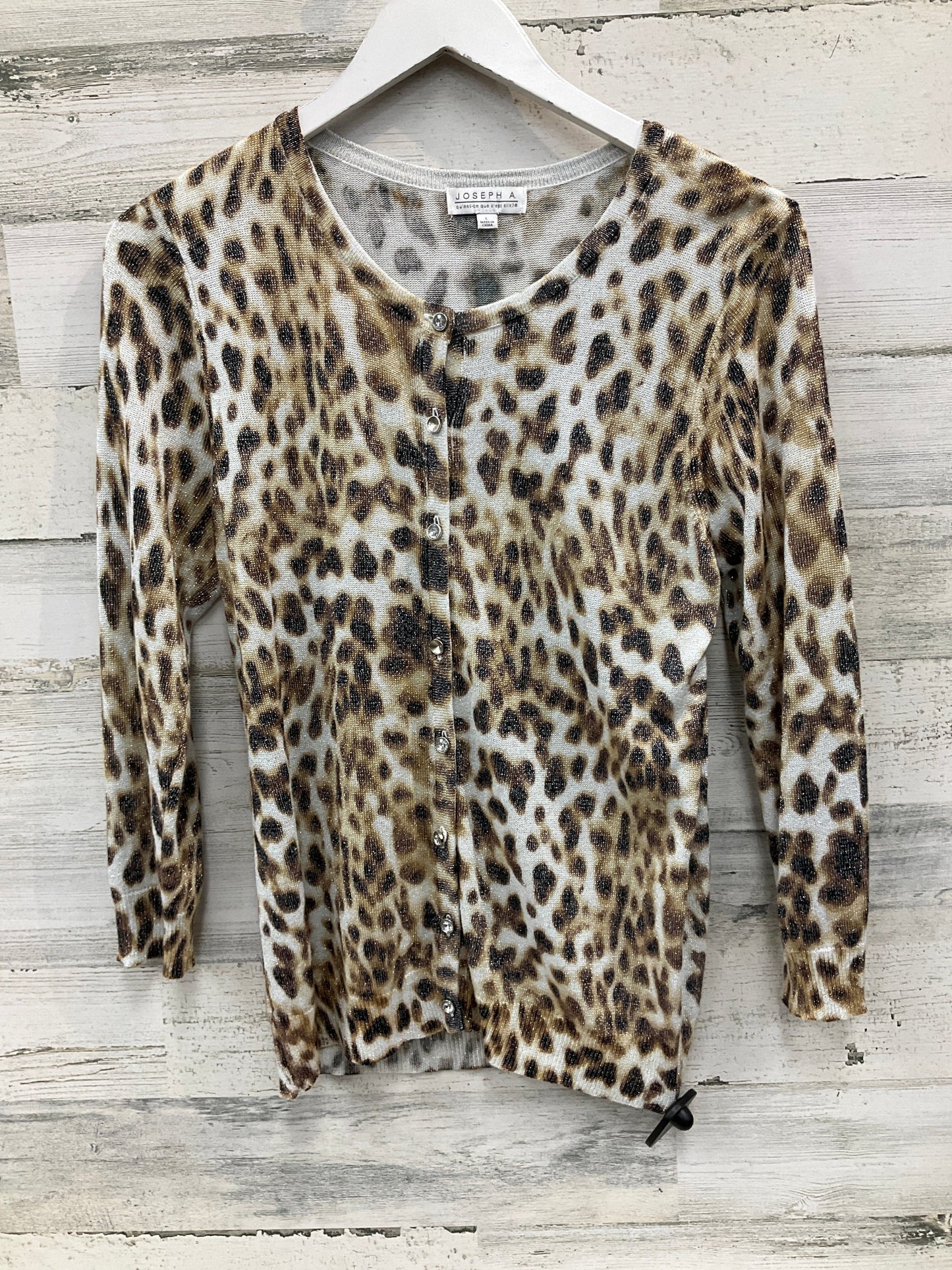 Cardigan By Joseph A. In Animal Print, Size: L