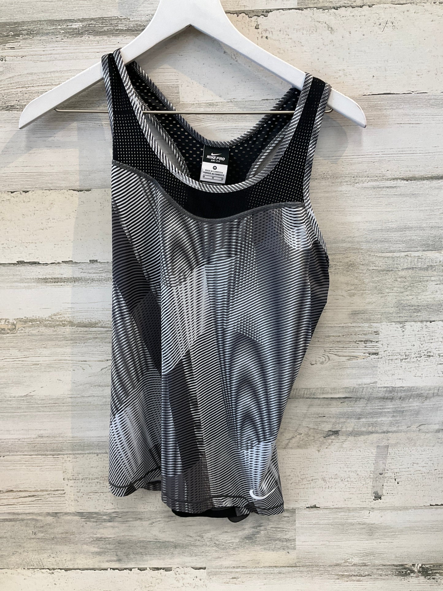 Athletic Tank Top By Nike Apparel In Black & White, Size: M