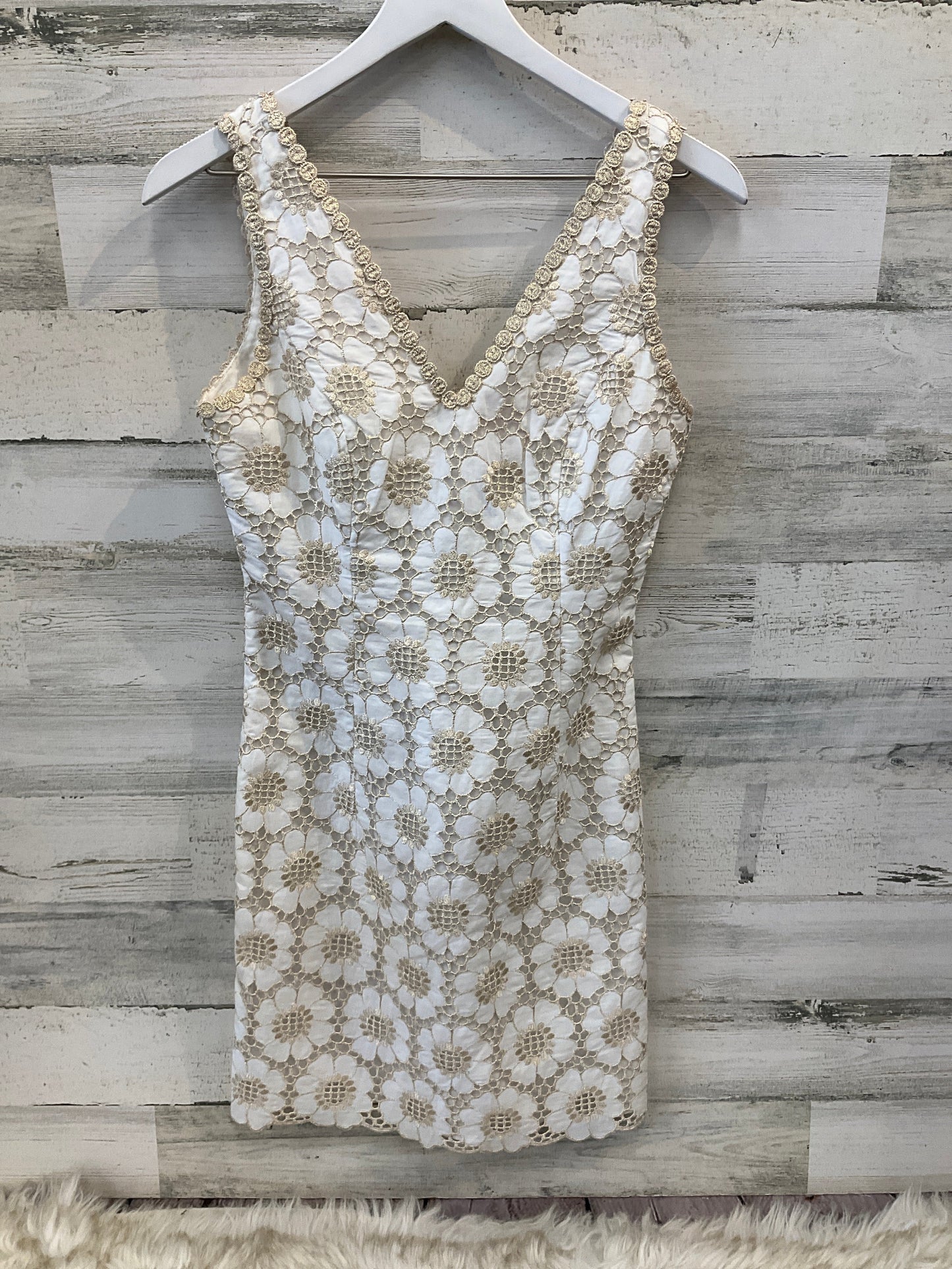 Dress Party Midi By Lilly Pulitzer In Gold & White, Size: Xs