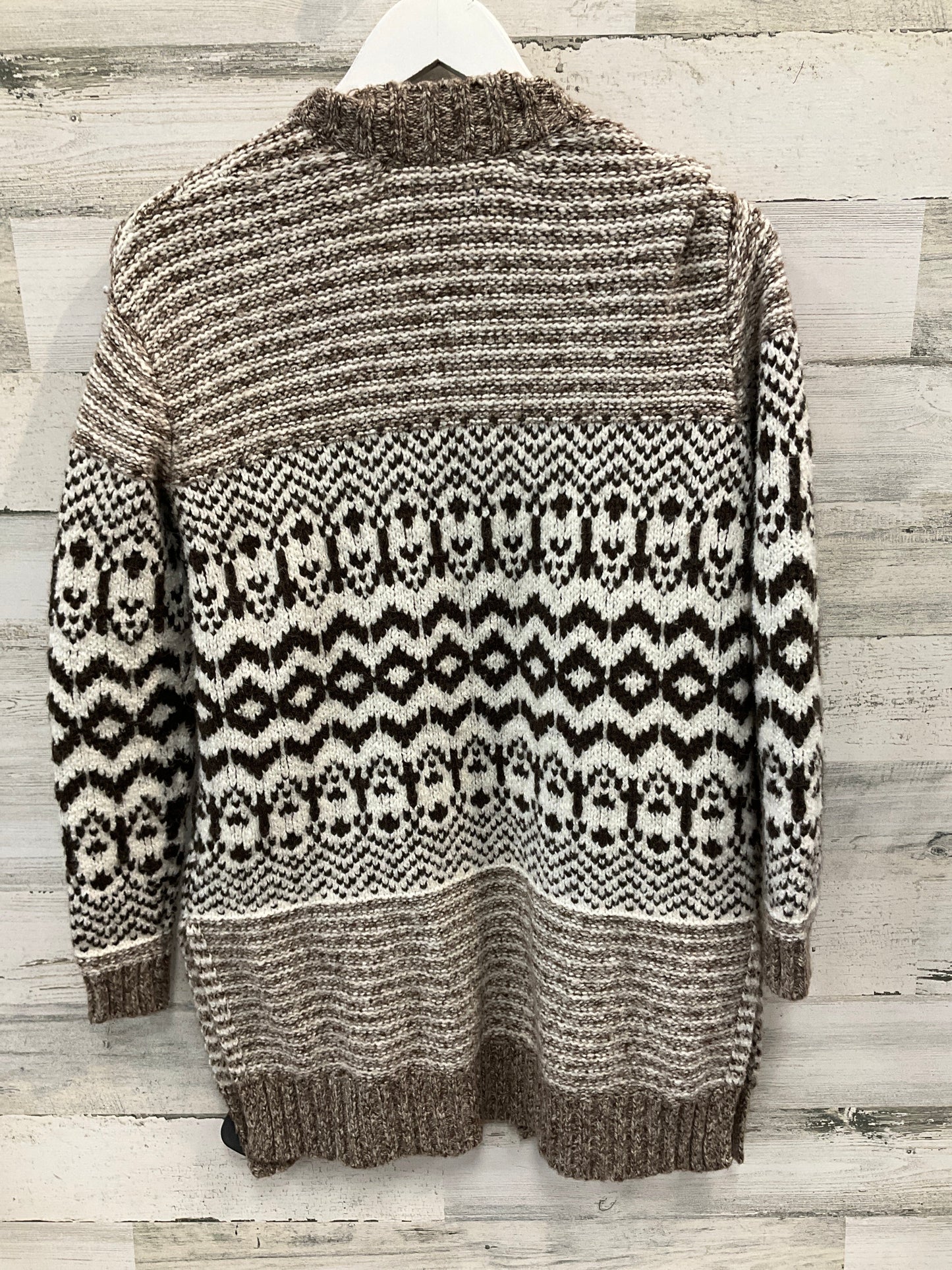 Sweater Cardigan By American Eagle In Brown & Cream, Size: S