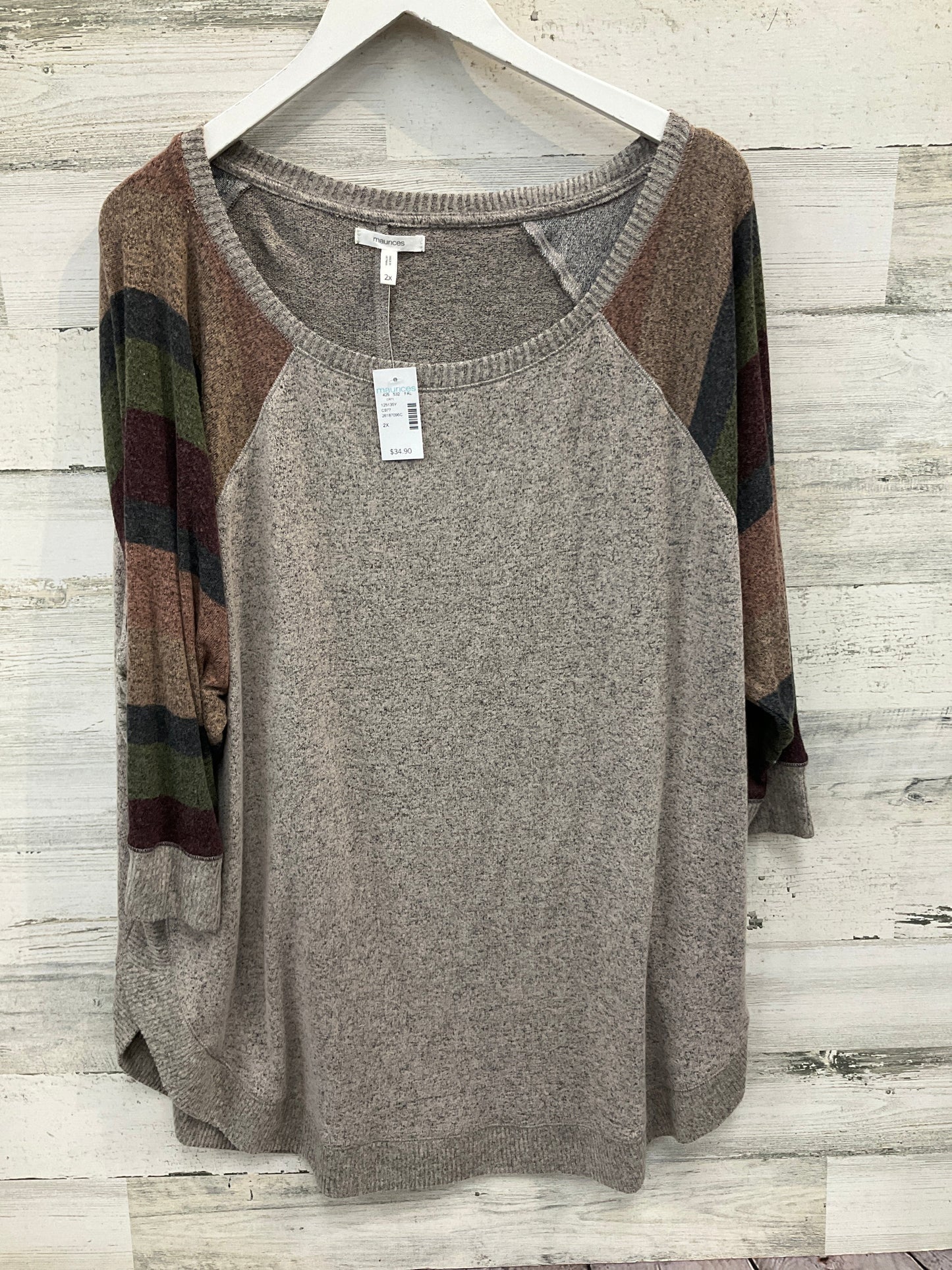 Top 3/4 Sleeve By Maurices In Tan, Size: 2x