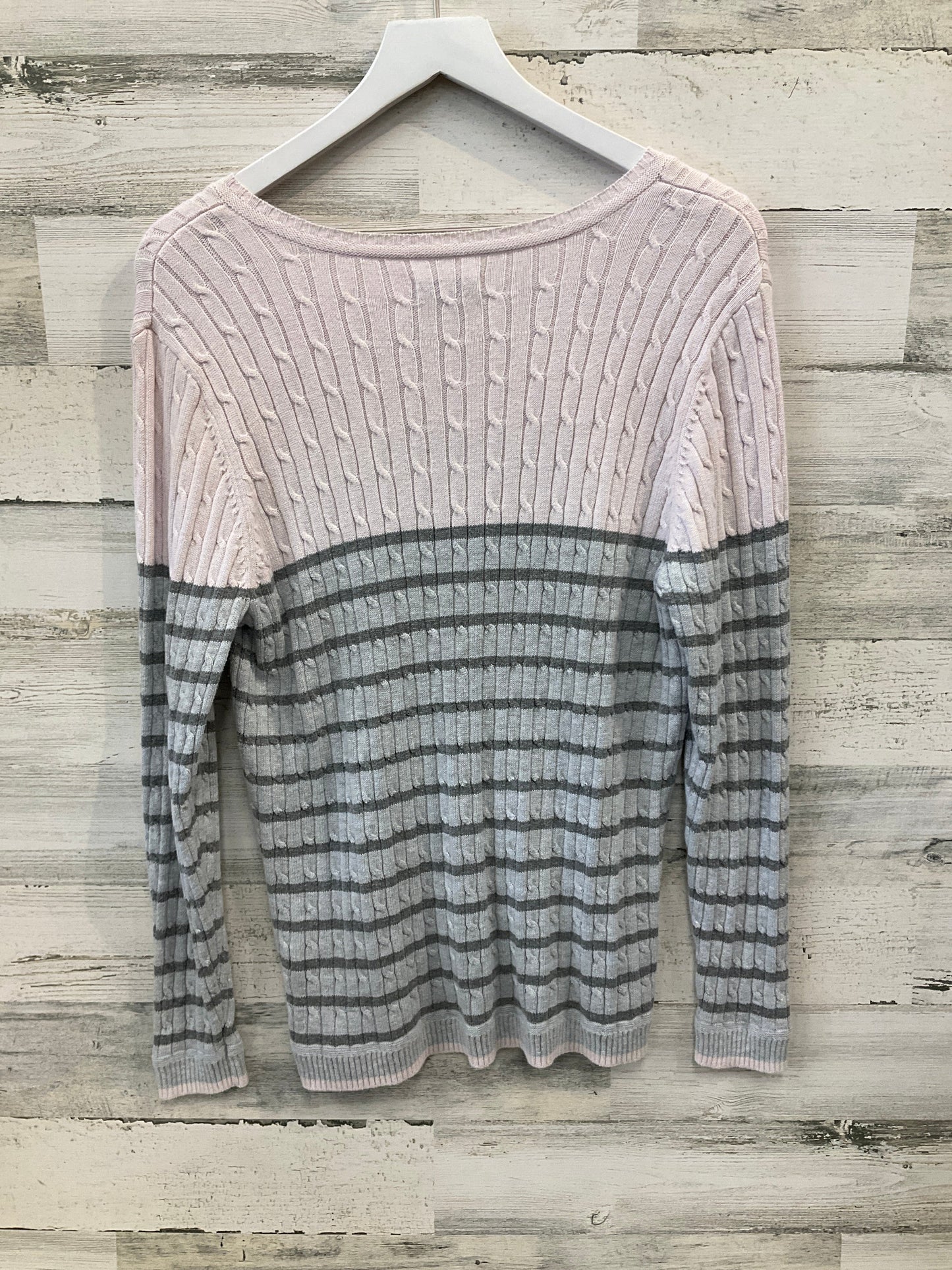 Sweater By Croft And Barrow In Pink & White, Size: L