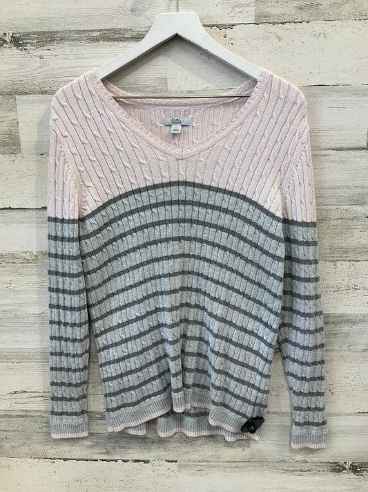 Sweater By Croft And Barrow In Pink & White, Size: L