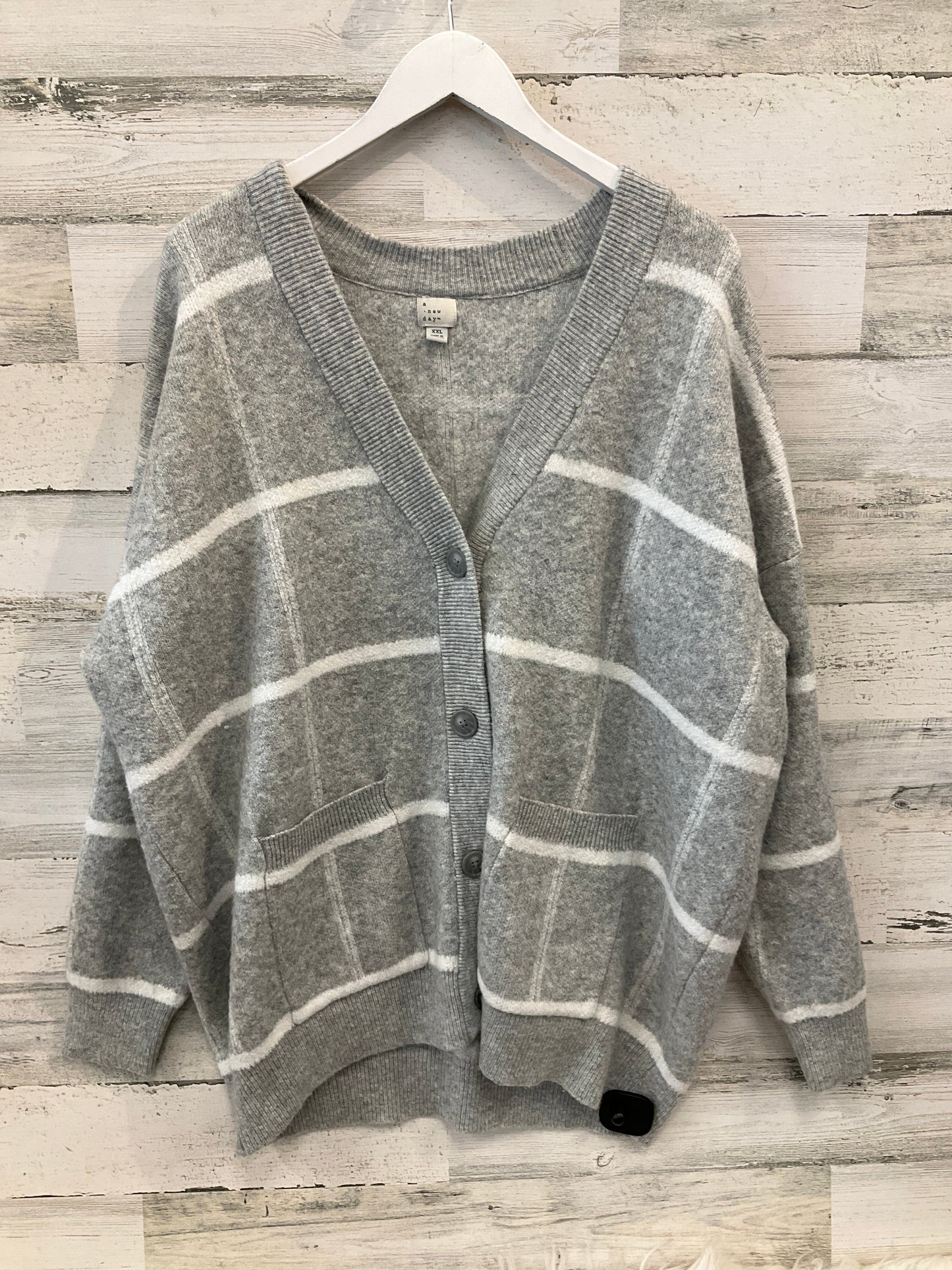 Sweater Cardigan By A New Day In Grey, Size: 2x