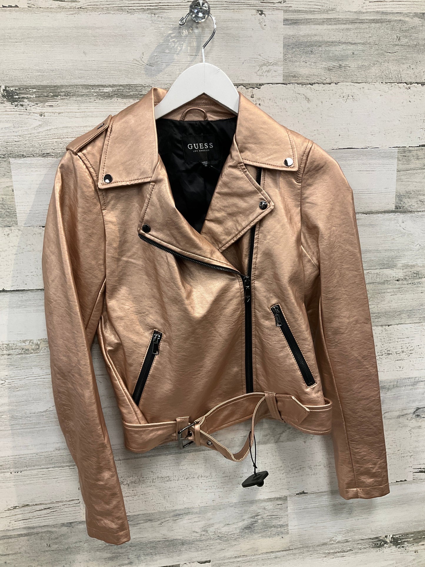 Jacket Moto By Guess In Rose Gold, Size: Xs