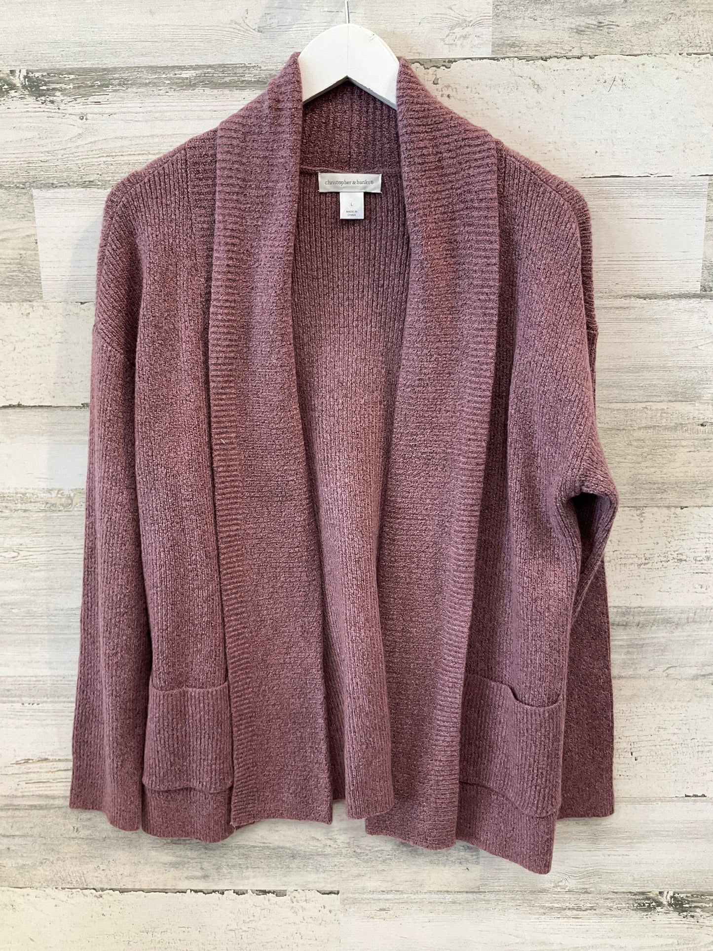 Sweater Cardigan By Christopher And Banks In Purple, Size: L