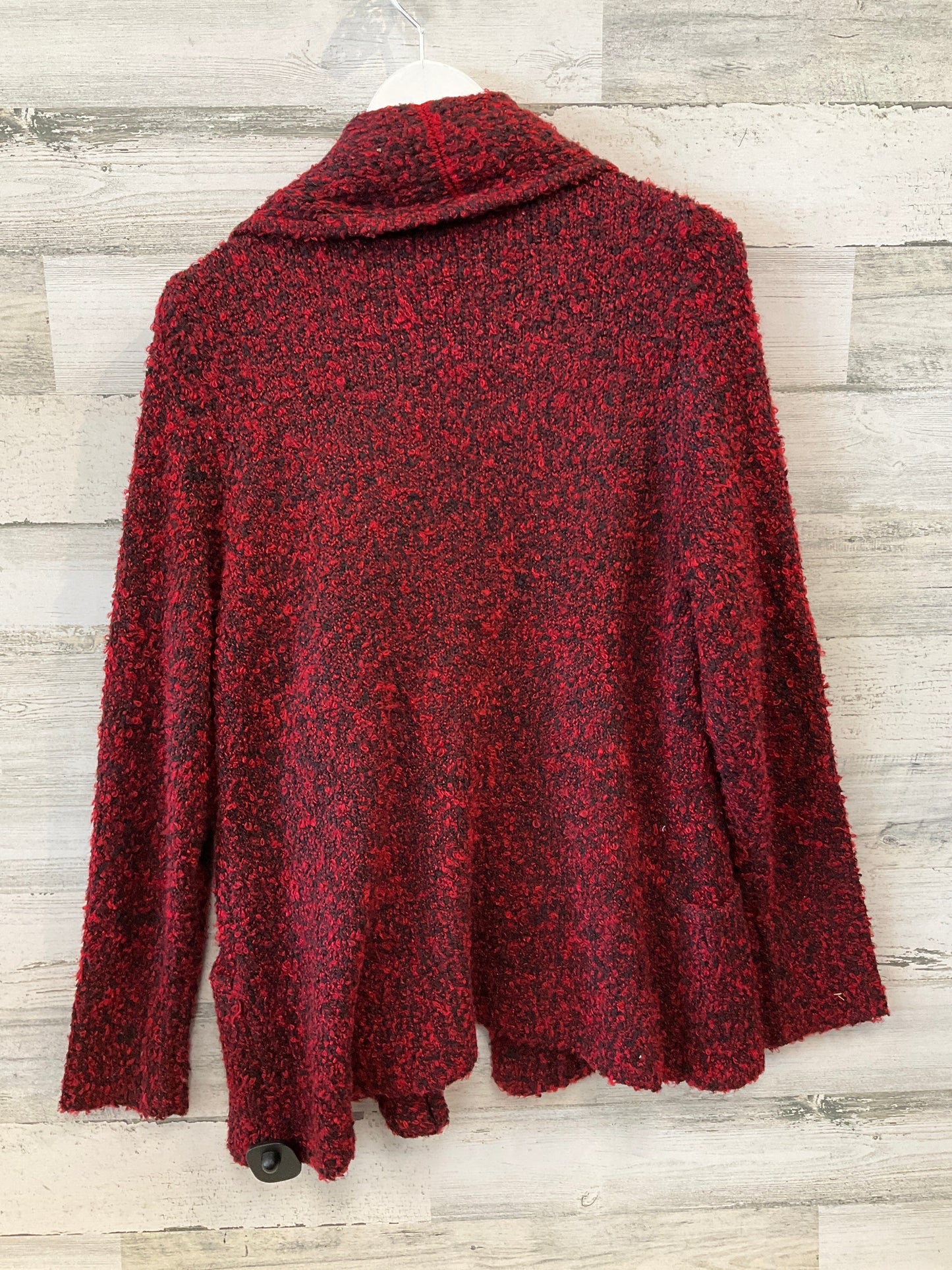 Sweater Cardigan By Christopher And Banks In Black & Red, Size: L