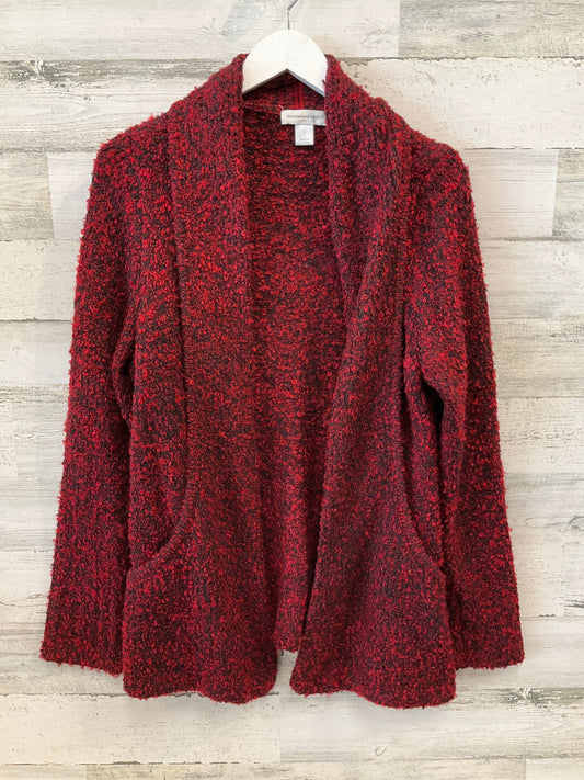 Sweater Cardigan By Christopher And Banks In Black & Red, Size: L