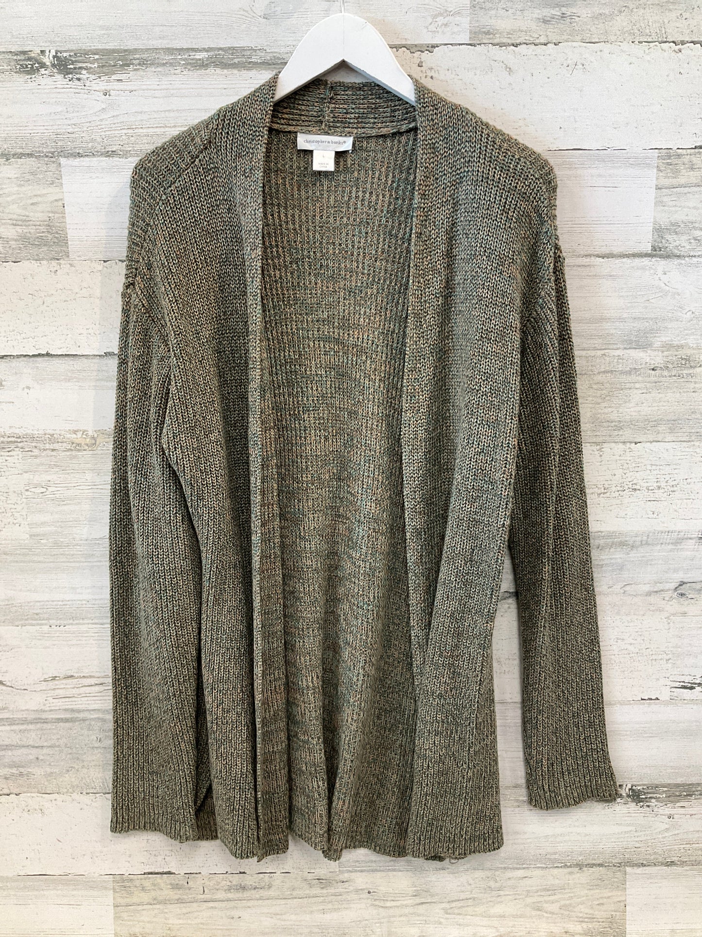 Sweater Cardigan By Christopher And Banks In Green, Size: L