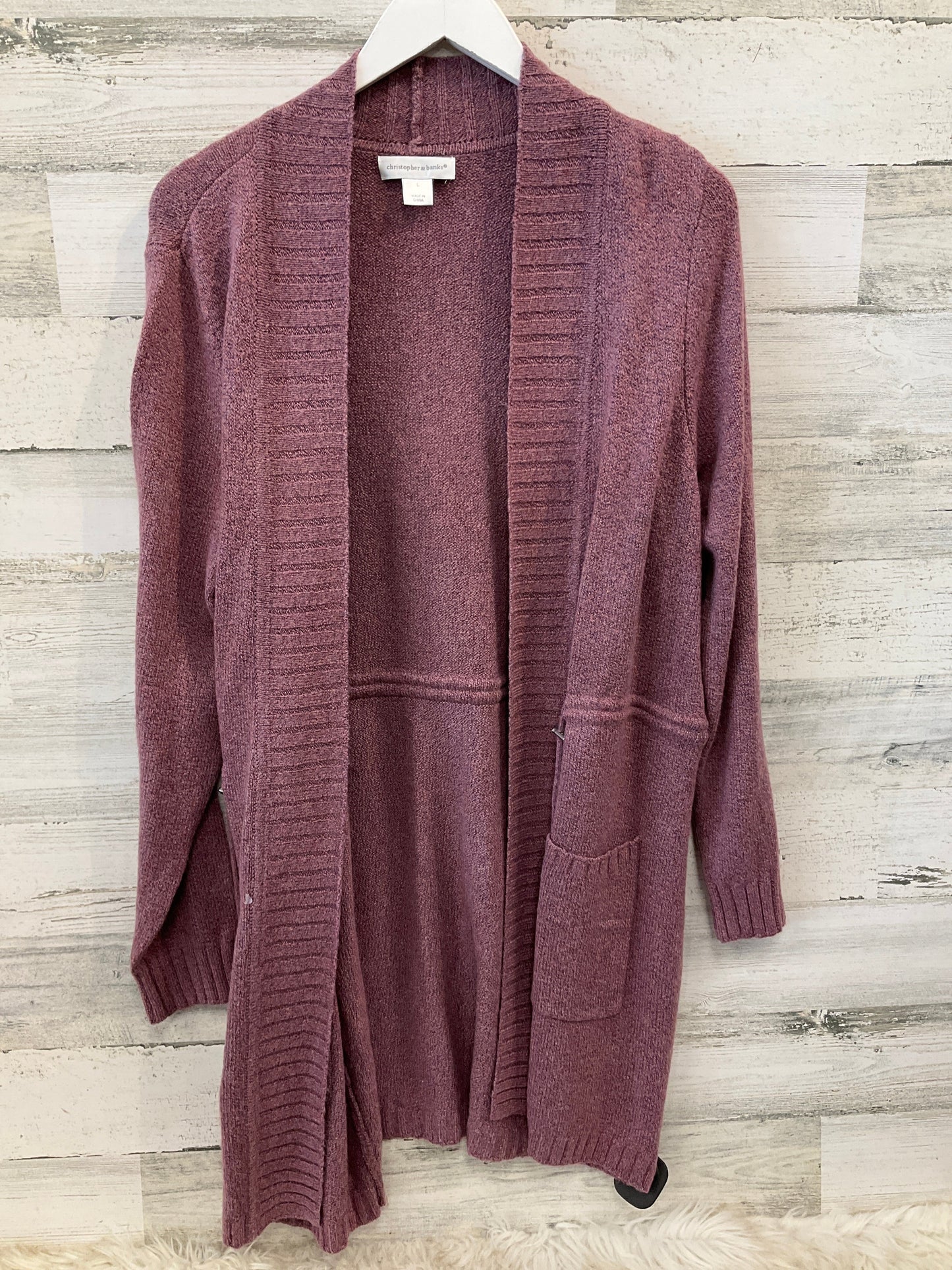 Sweater Cardigan By Christopher And Banks In Purple, Size: L