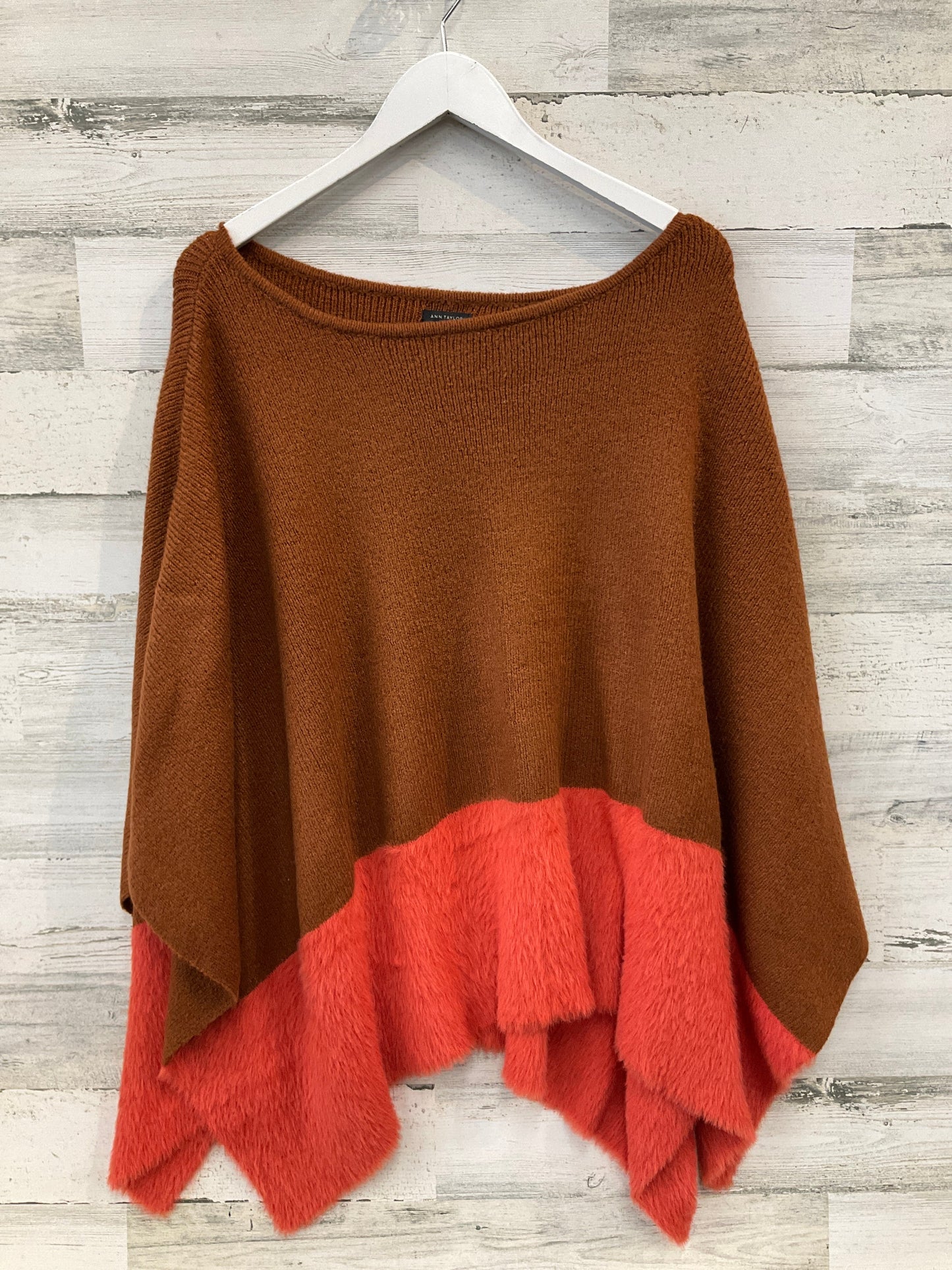 Poncho By Ann Taylor In Brown & Orange, Size: Osfm