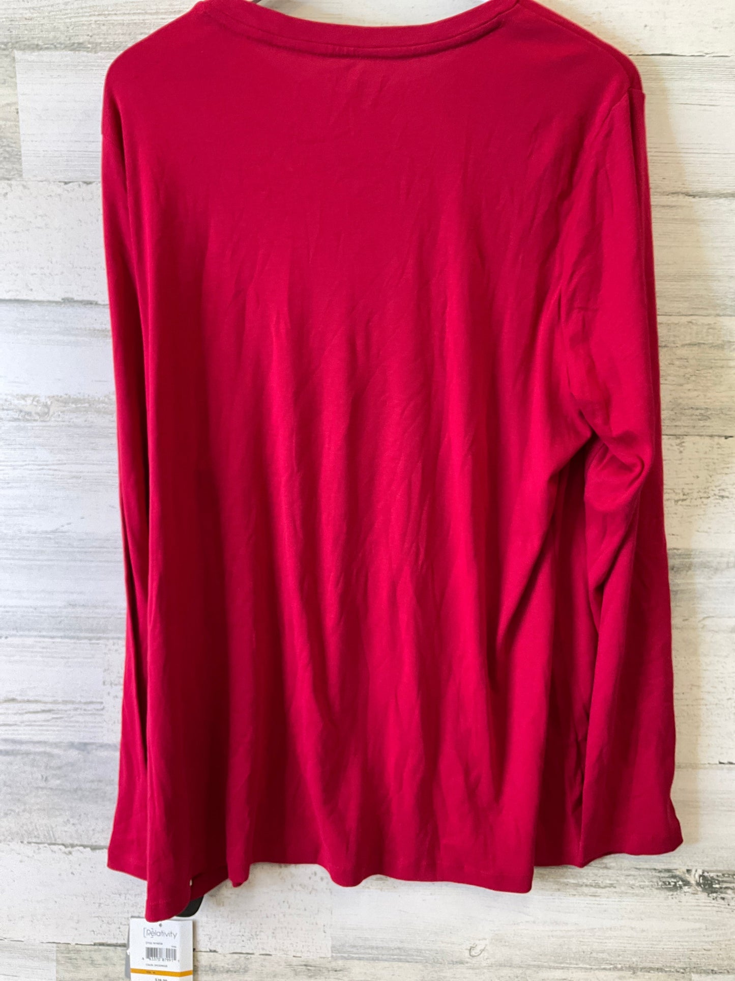 Top Long Sleeve Basic By Relativity In Red, Size: 3x