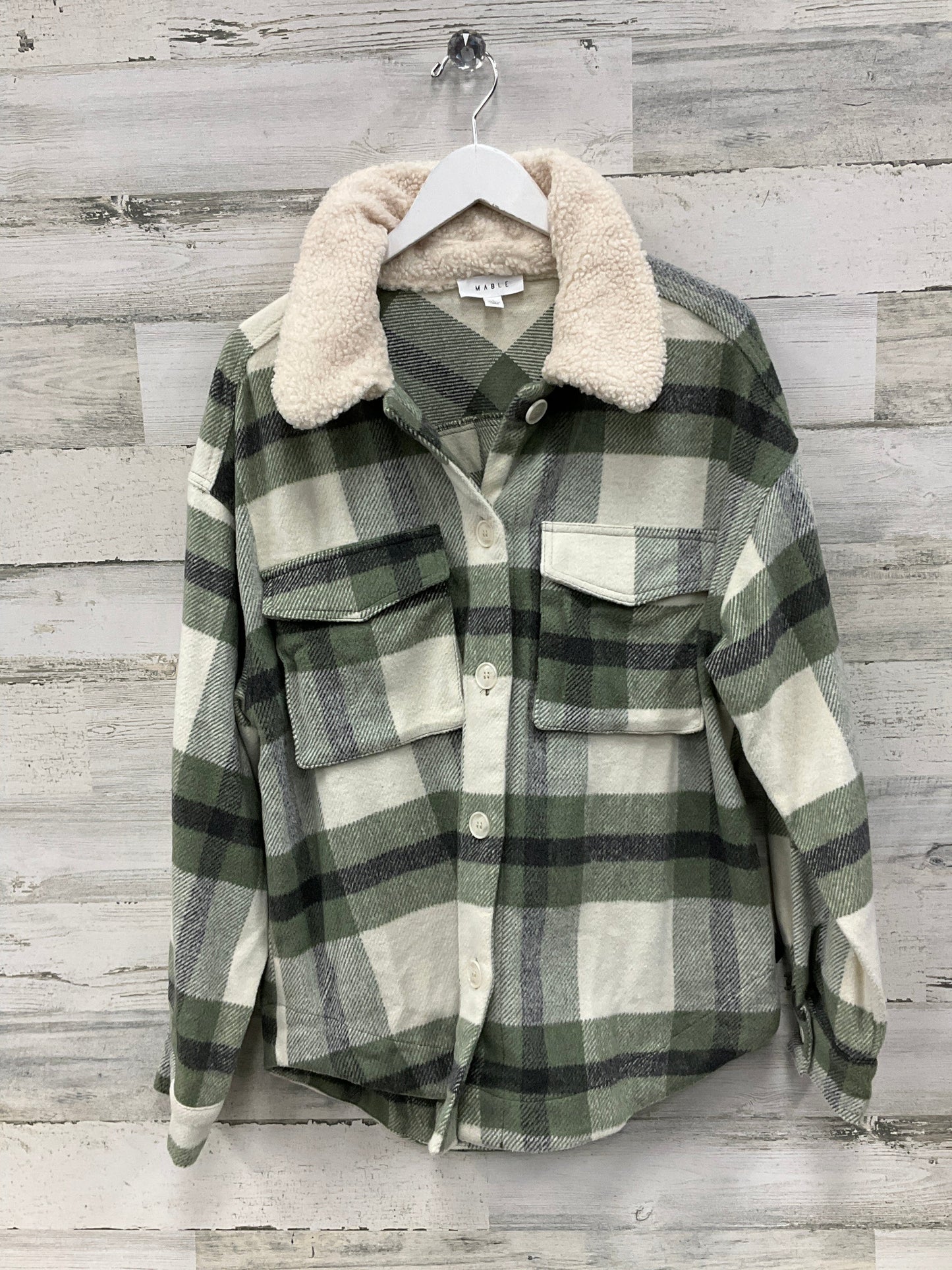 Jacket Shirt By Mable In Green, Size: L