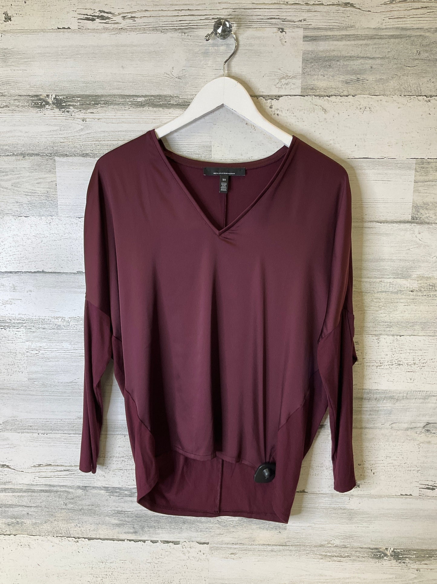 Top Long Sleeve By White House Black Market In Maroon, Size: Xs