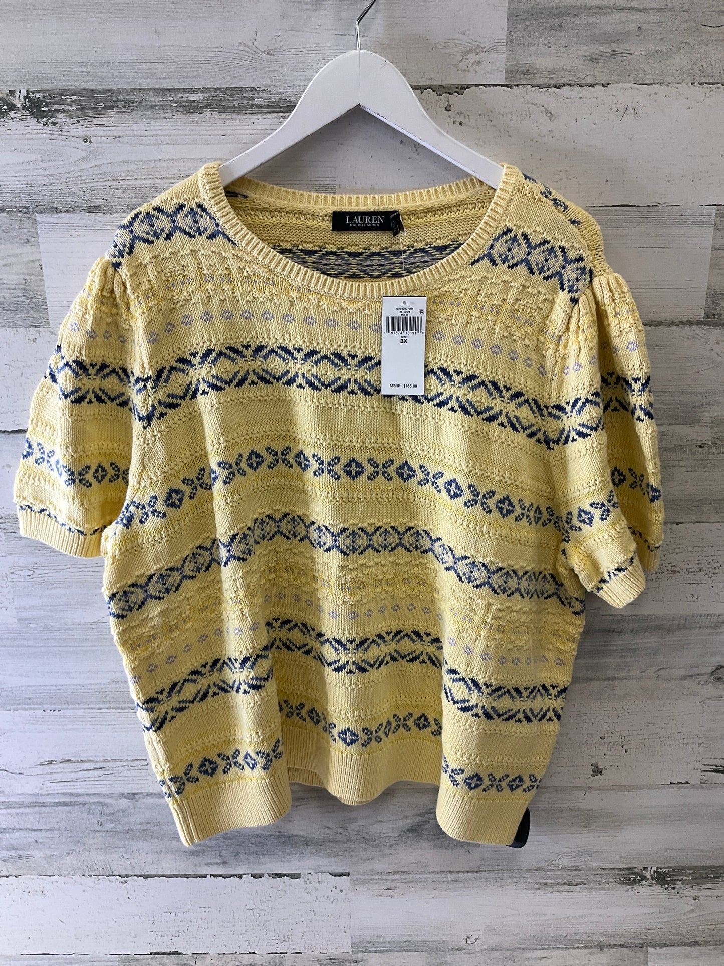 Sweater Short Sleeve By Ralph Lauren In Yellow, Size: 3x