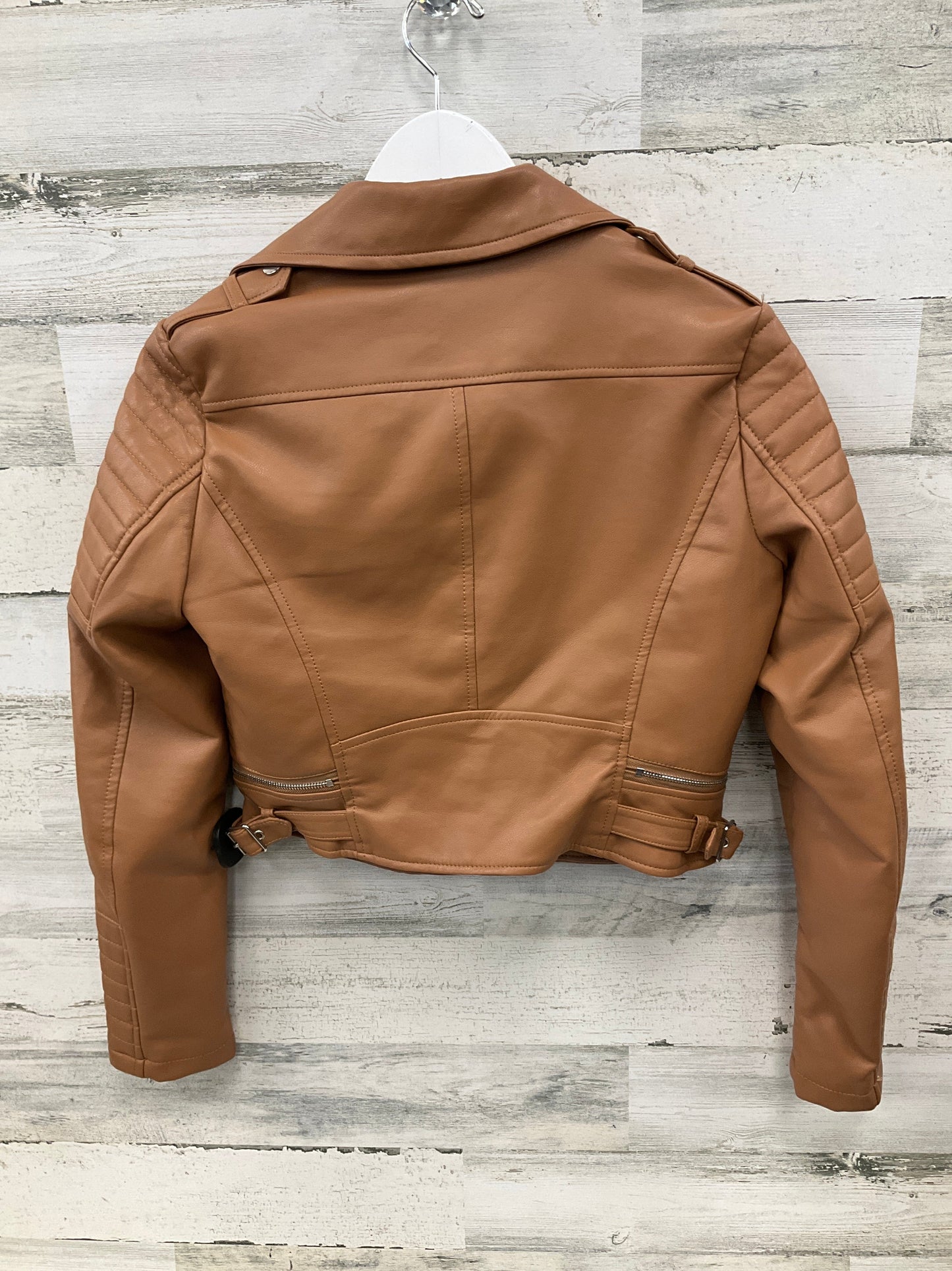 Jacket Moto By Clothes Mentor In Brown, Size: L