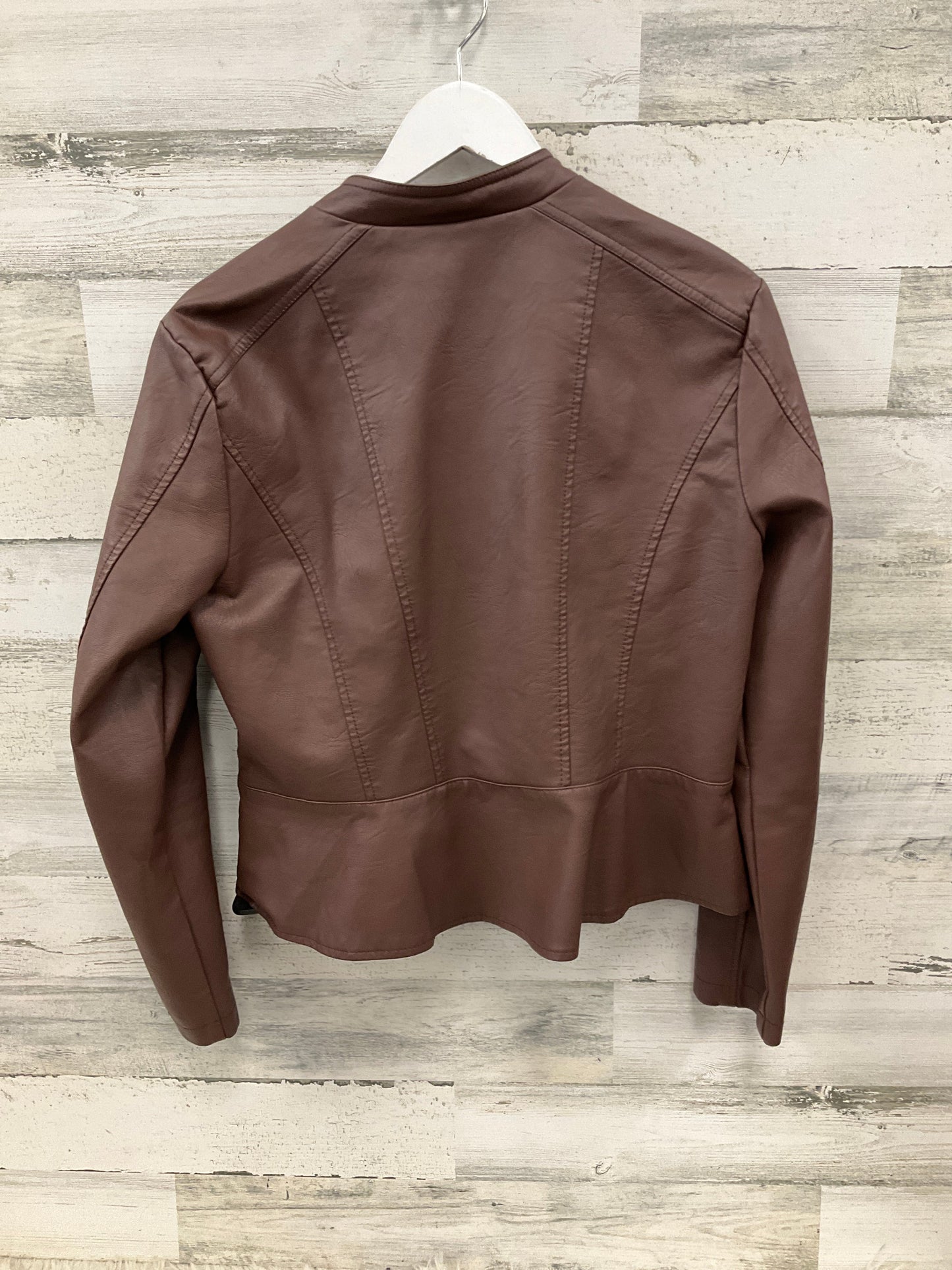 Jacket Moto By Baccini In Brown, Size: L