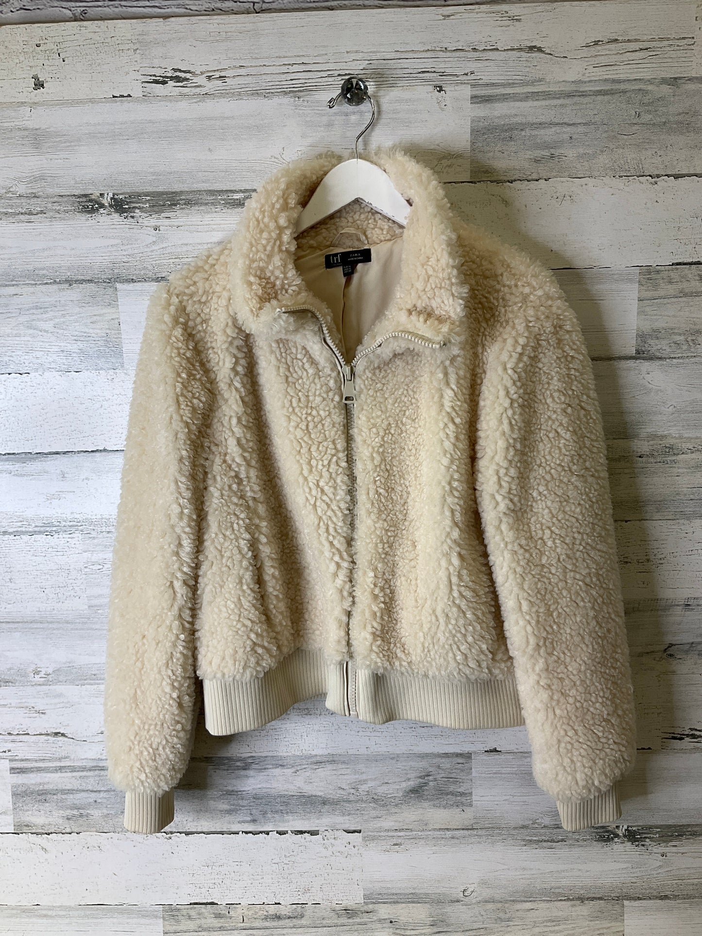 Jacket Faux Fur & Sherpa By Zara In Cream, Size: Xl