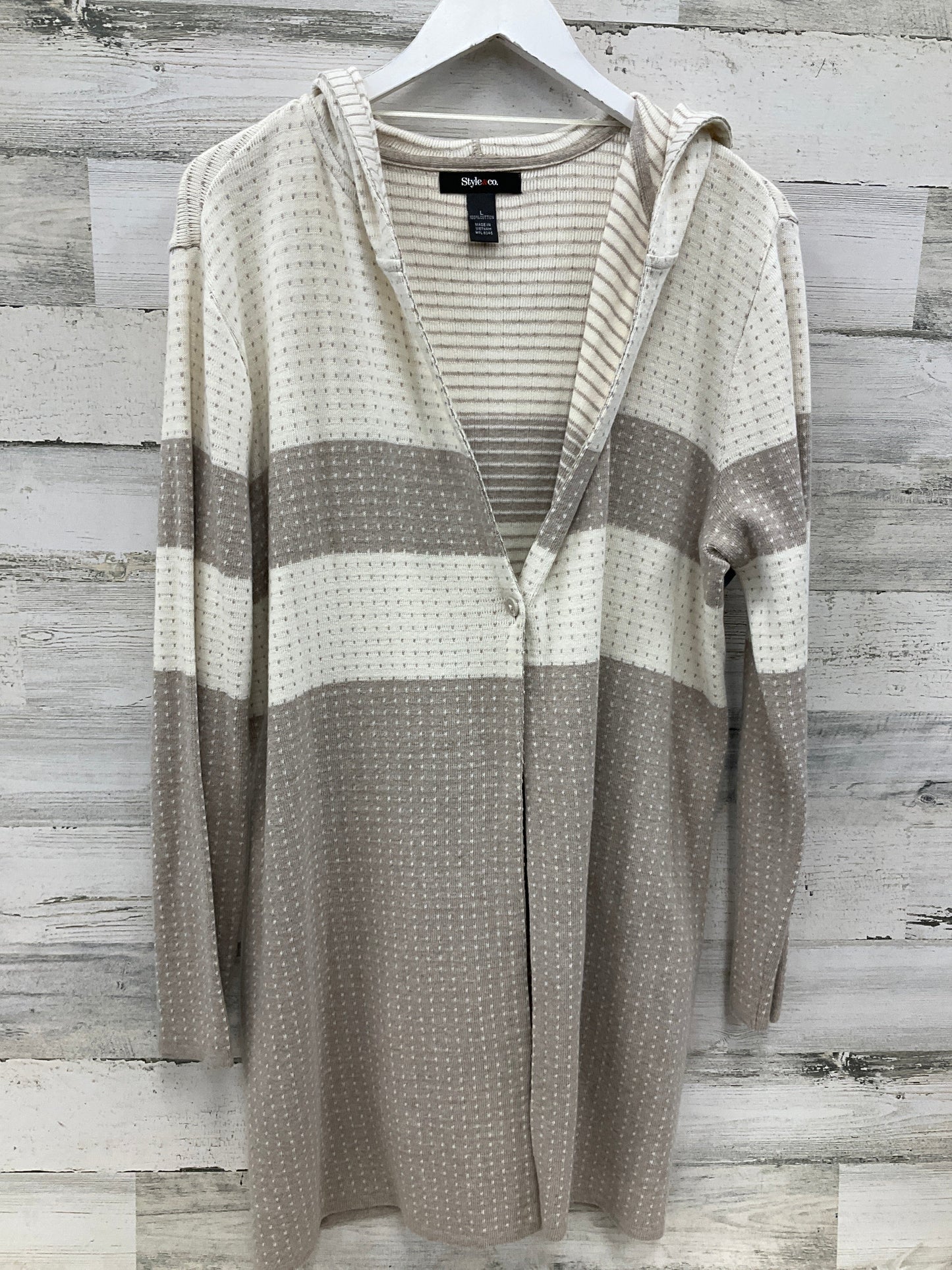 Sweater Cardigan By Style And Company In Tan, Size: L